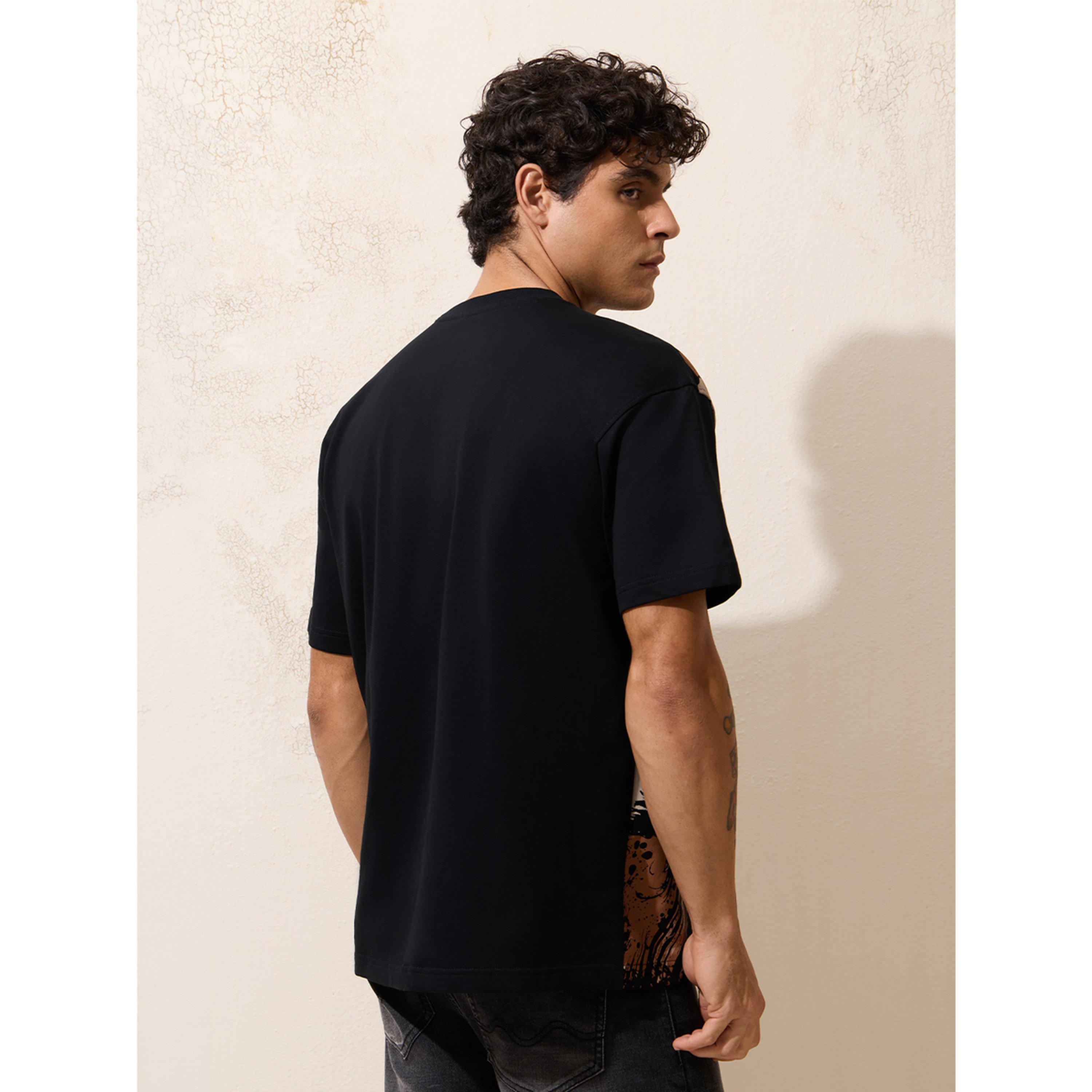 The Souled Store X Styli Mens Black Graphic Print Oversized T-Shirt - Short Sleeve Round Neck-men-clothing-tshirtsandpolos-tshirts-image-3