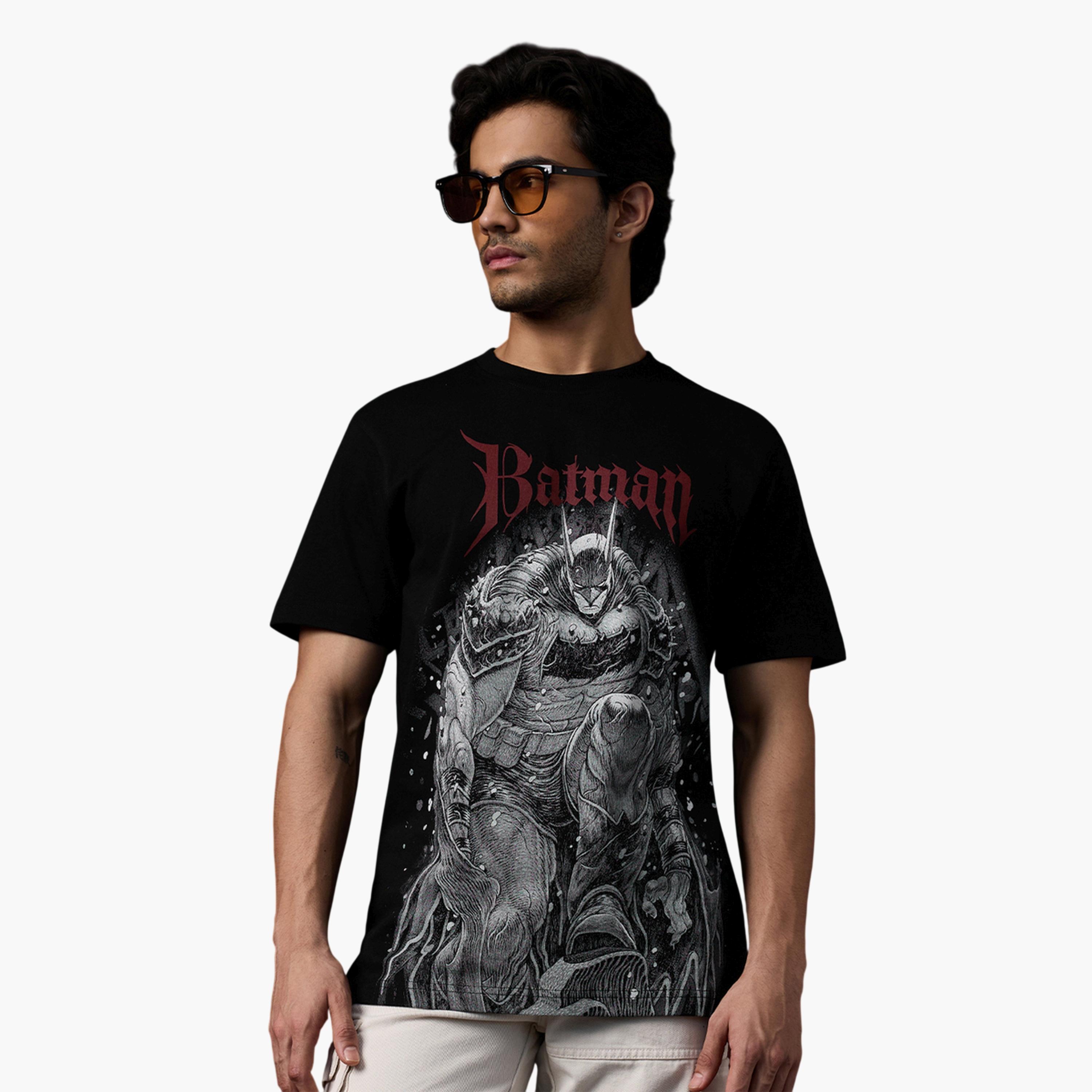 The Souled Store X Styli Men Black Batman Graphic Print Relaxed Fit T-Shirt-men-clothing-tshirtsandpolos-tshirts-image-1