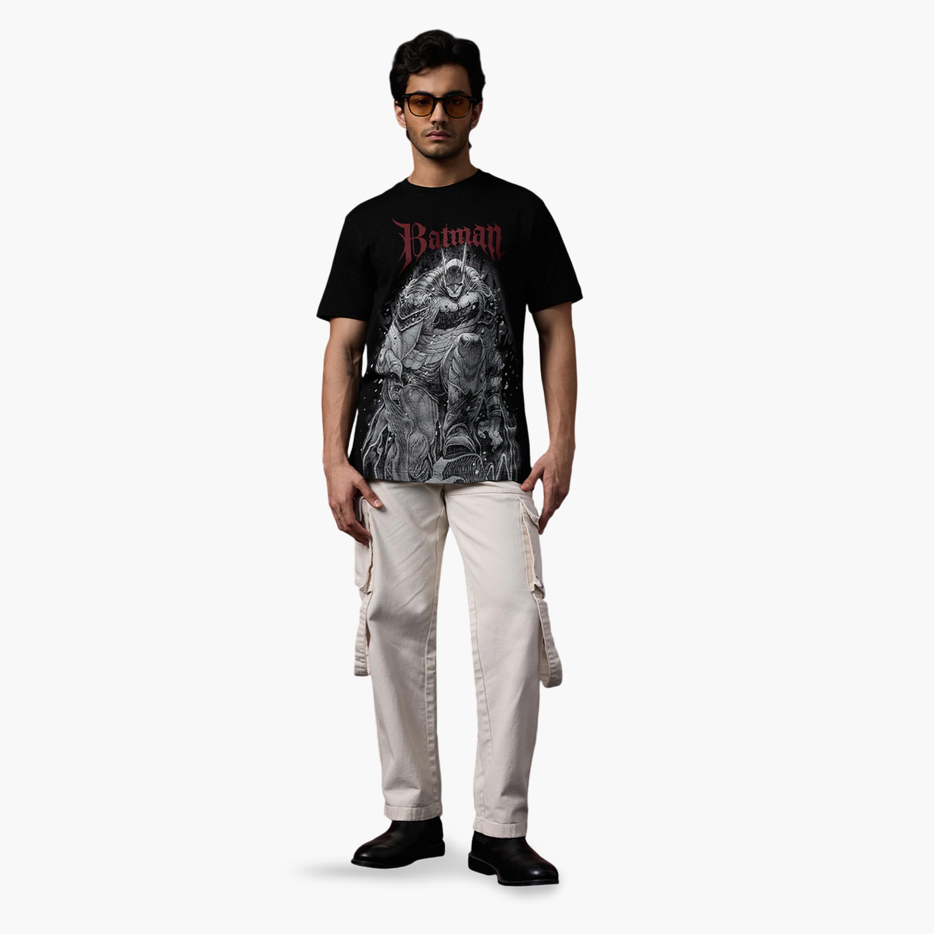 The Souled Store X Styli Men Black Batman Graphic Print Relaxed Fit T-Shirt-men-clothing-tshirtsandpolos-tshirts-image-2