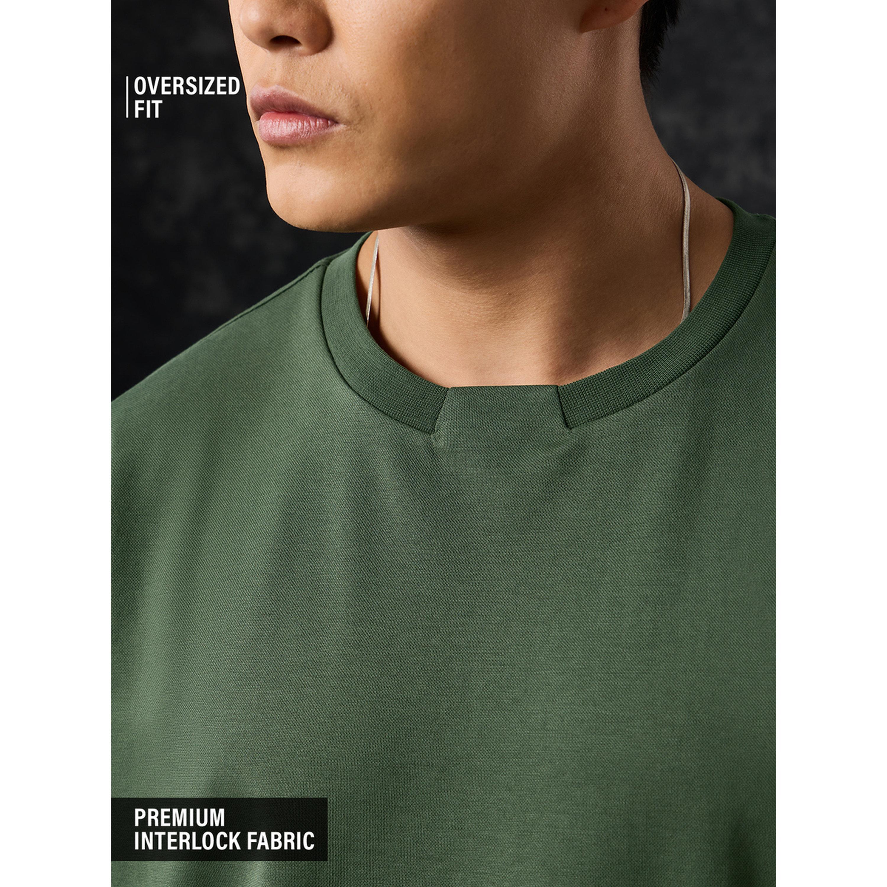 The Souled Store X Styli Men Olive Oversized Round Neck T-Shirt-men-clothing-tshirtsandpolos-tshirts-image-5