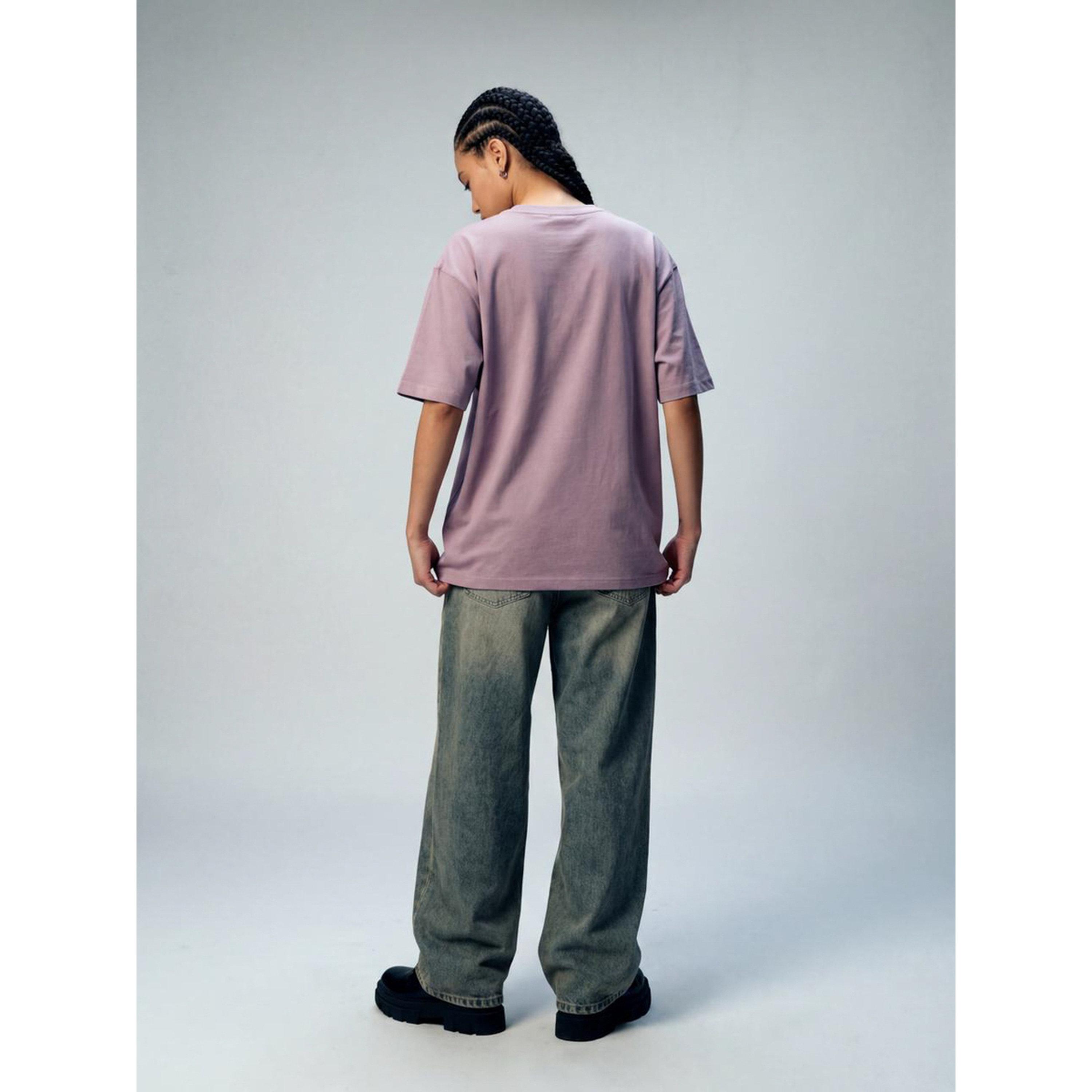 تيشيرت واسع بأكمام قصيرة وطبعة رسومات باللون البنفسجي-women-clothing-tshirts-image-5