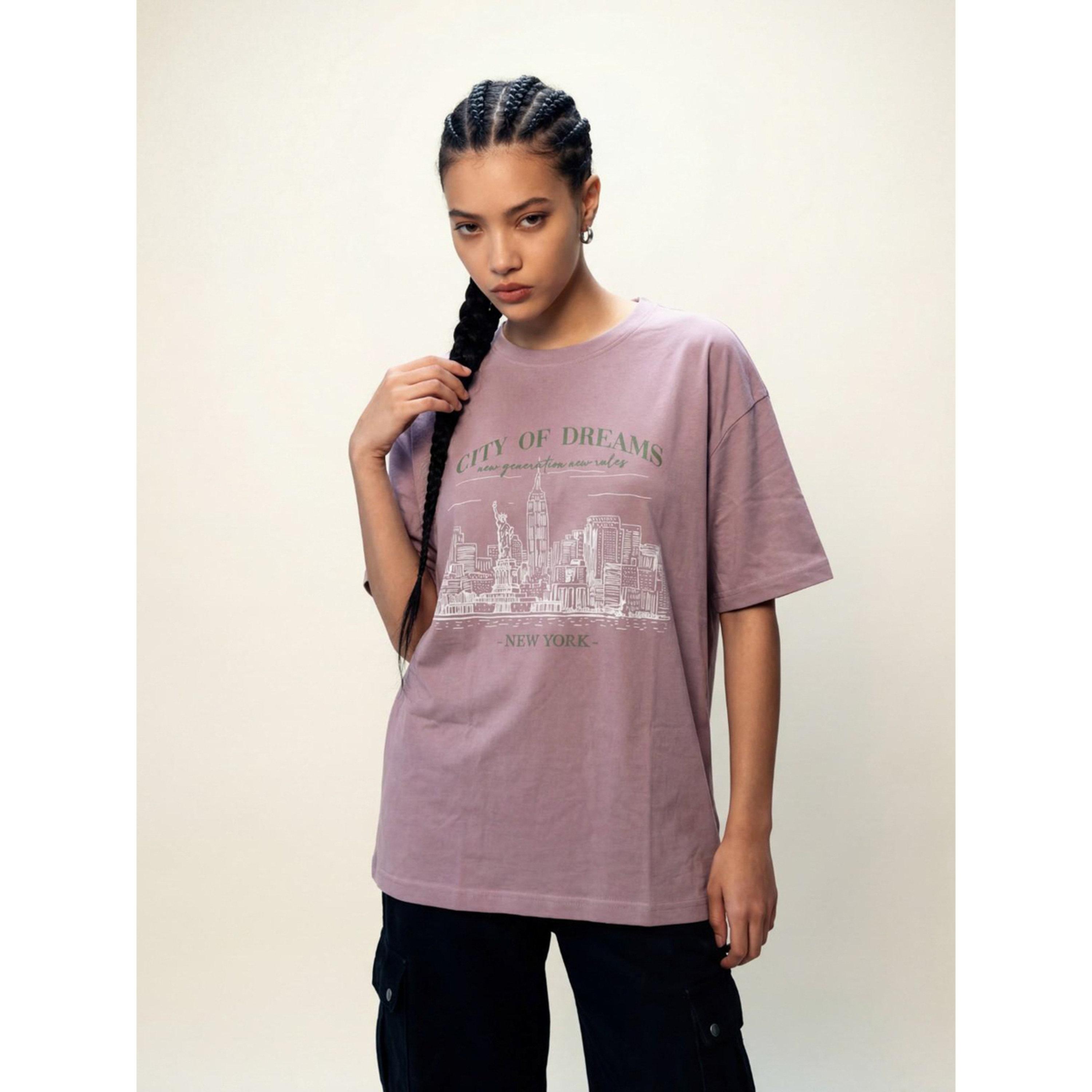 REPRISE X Styli Purple Graphic Print Round Neck Short Sleeves T-Shirt-women-clothing-tshirts-image-4