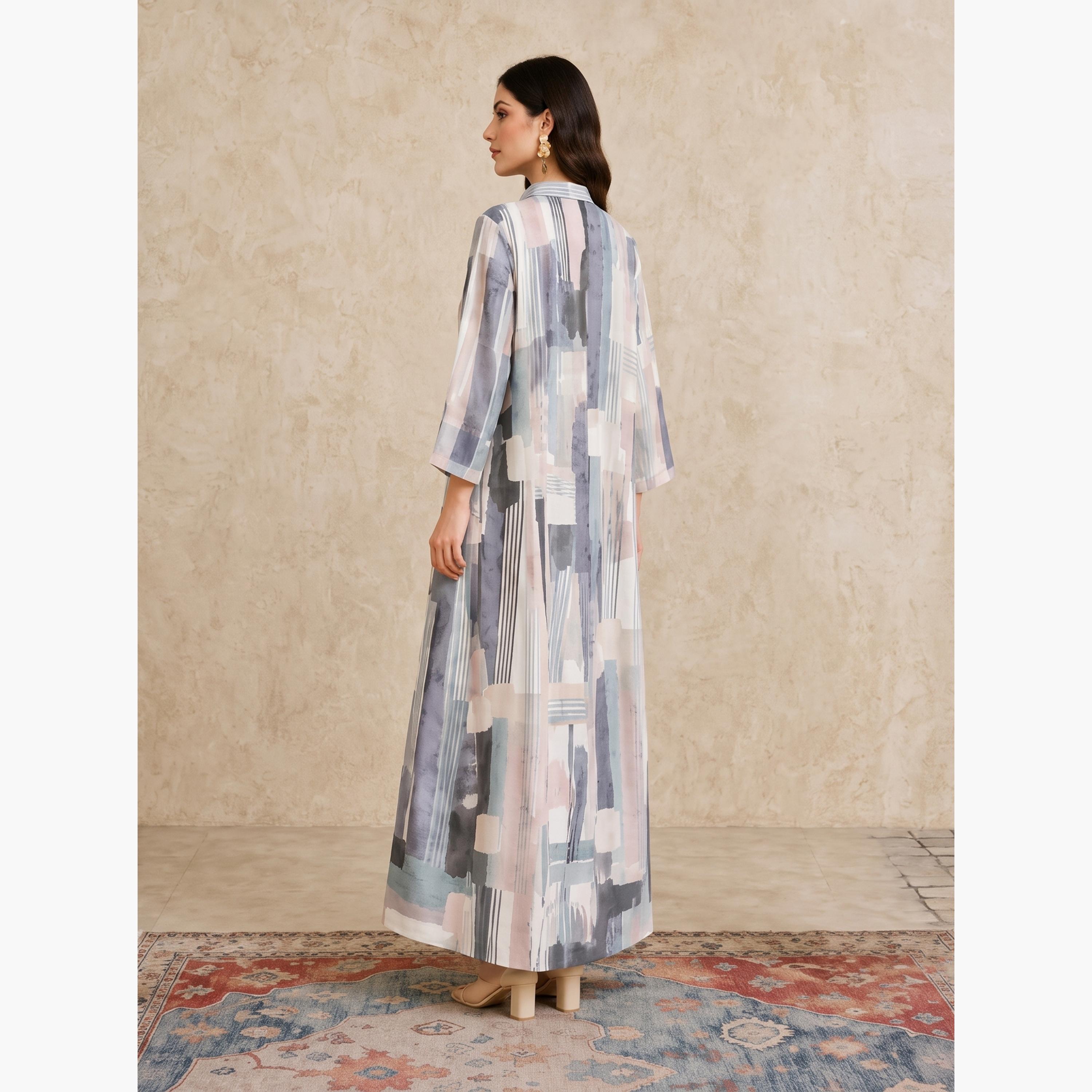 Take Two Multi Printed Open Collar Jalabiya-women-arabicclothing-jalabiyas-image-4