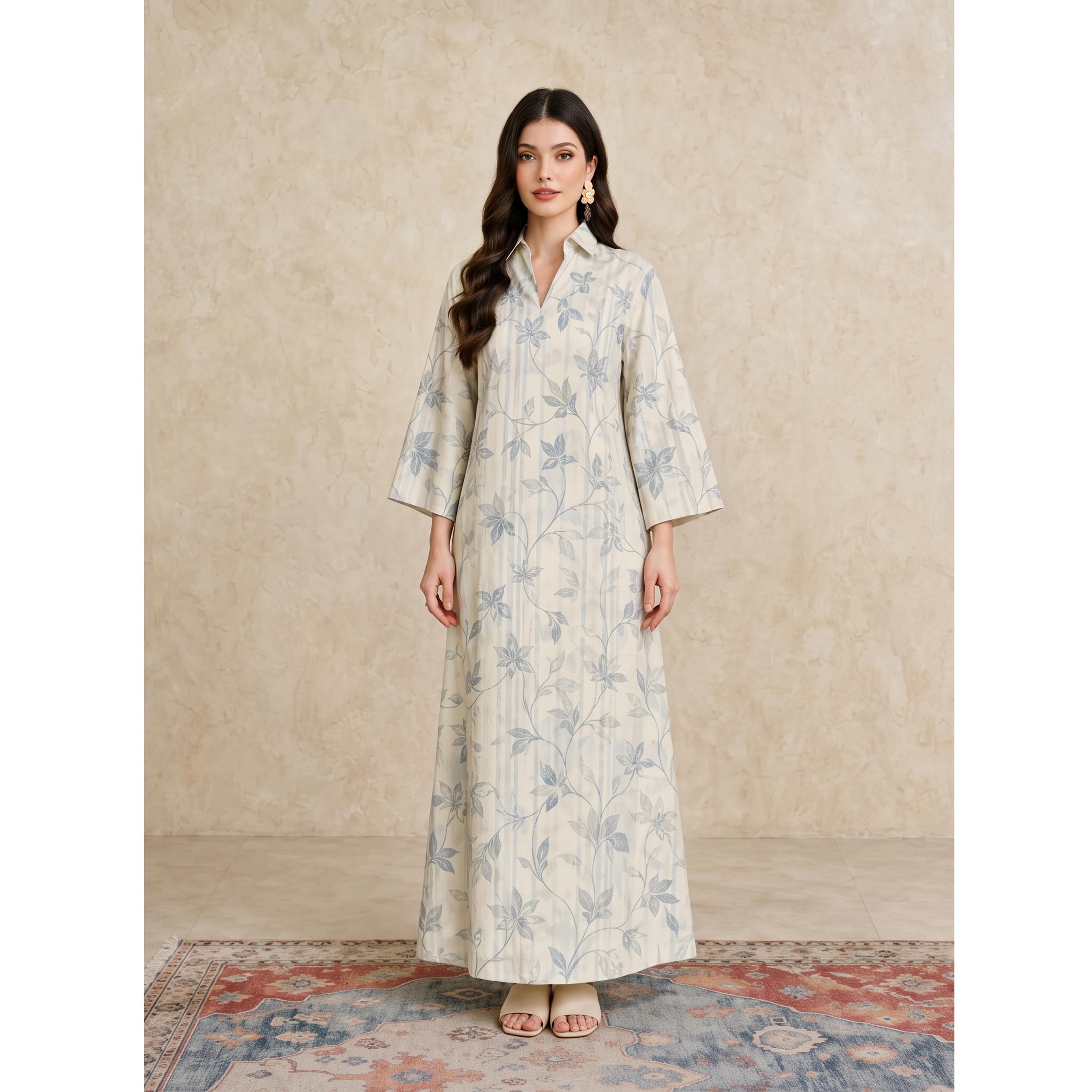 جلابية بياقة مفتوحة وطبعات أزهار-women-arabicclothing-jalabiyas-image-1
