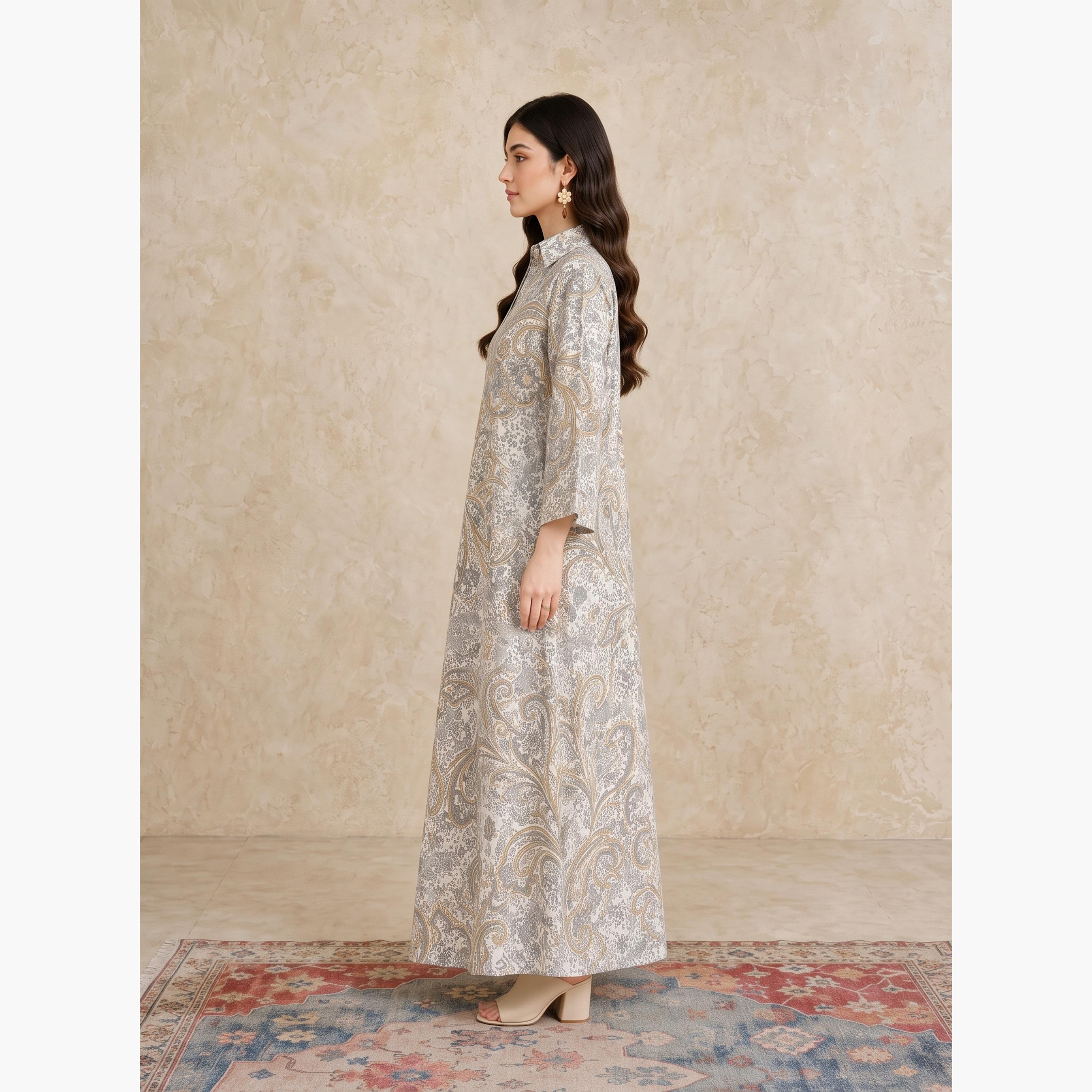 Take Two Multi All Over Print Open Collar Jalabiya-women-arabicclothing-jalabiyas-image-2