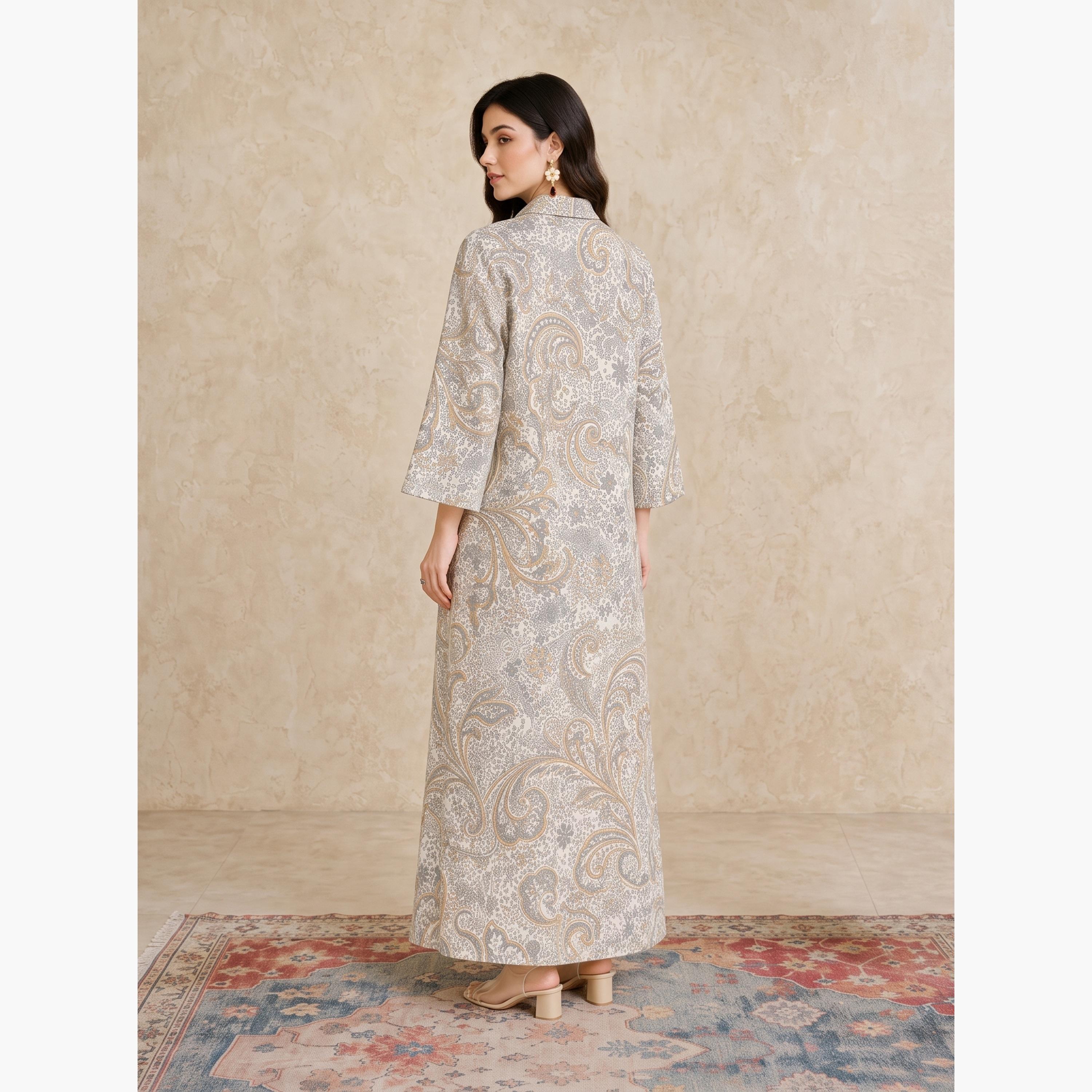 Take Two Multi All Over Print Open Collar Jalabiya-women-arabicclothing-jalabiyas-image-4