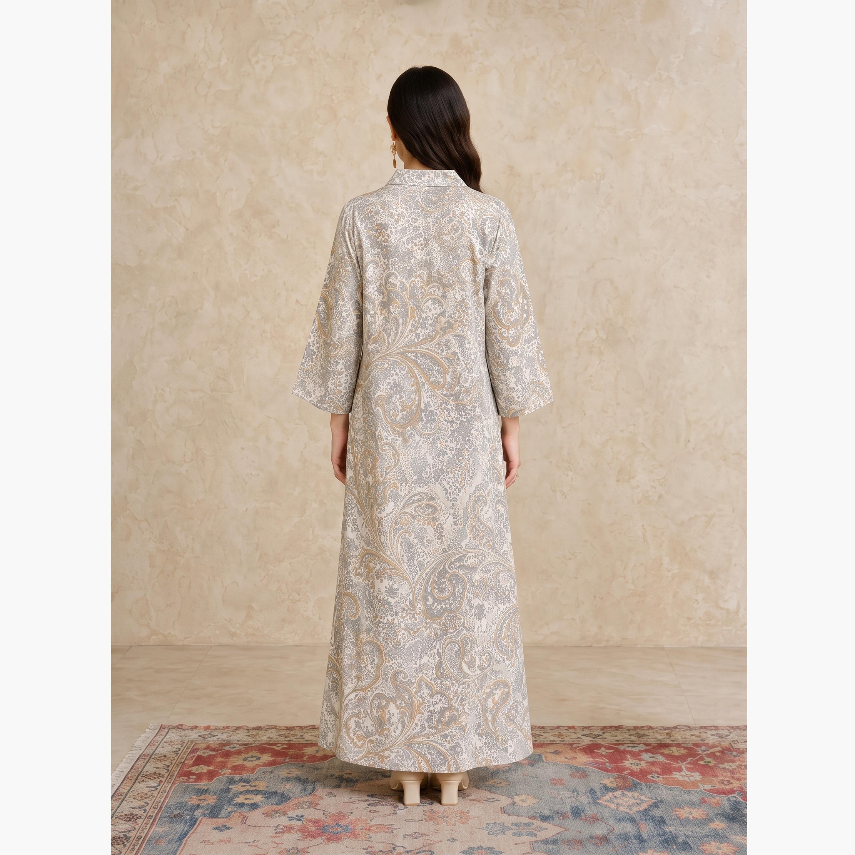Take Two Multi All Over Print Open Collar Jalabiya-women-arabicclothing-jalabiyas-image-5