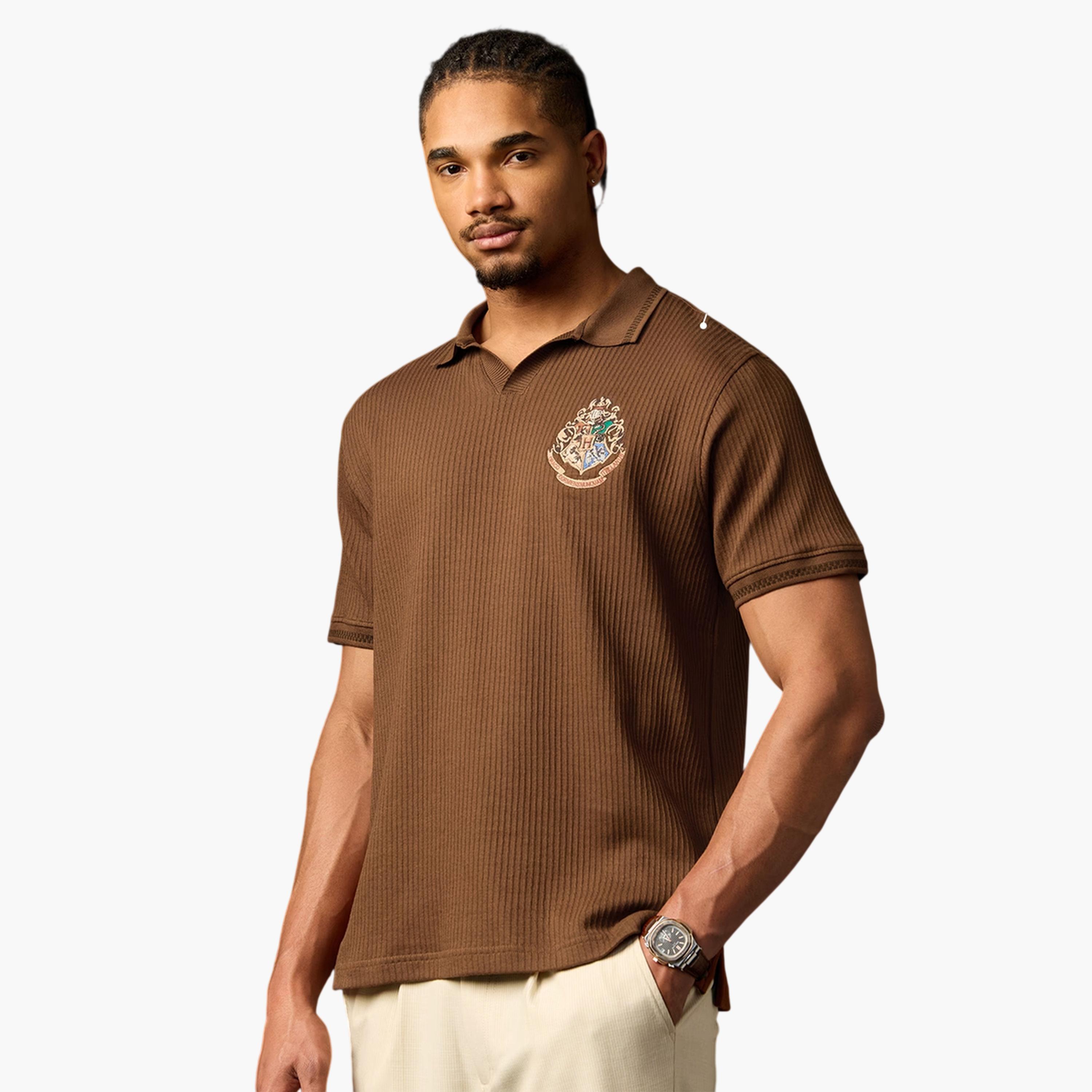 The Souled Store X Styli Men Brown Embroidered Seeker Polo T-Shirt-men-clothing-tshirtsandpolos-polos-image-1