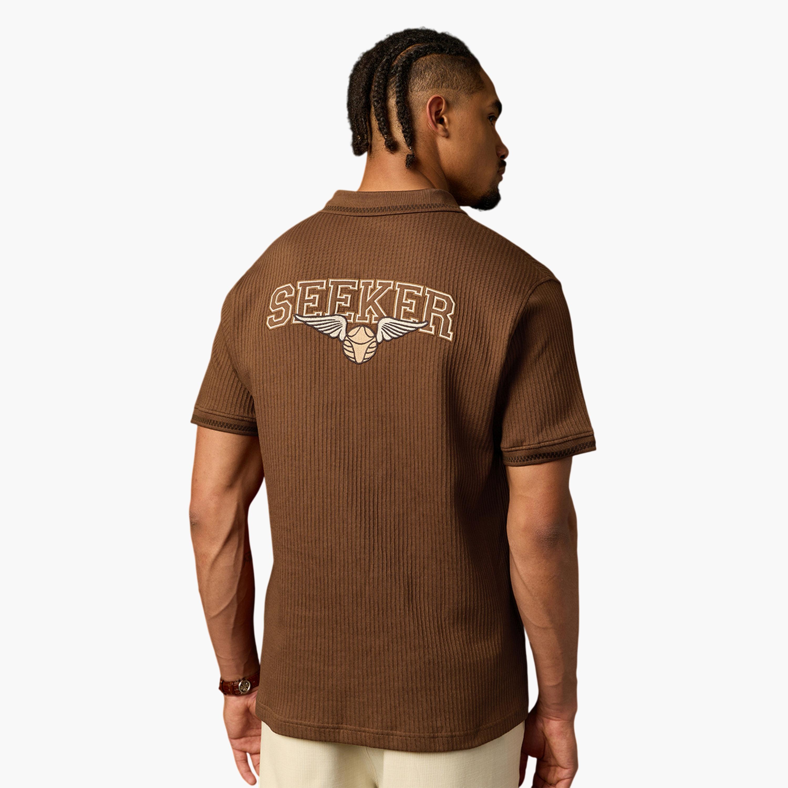 The Souled Store X Styli Men Brown Embroidered Seeker Polo T-Shirt-men-clothing-tshirtsandpolos-polos-image-3