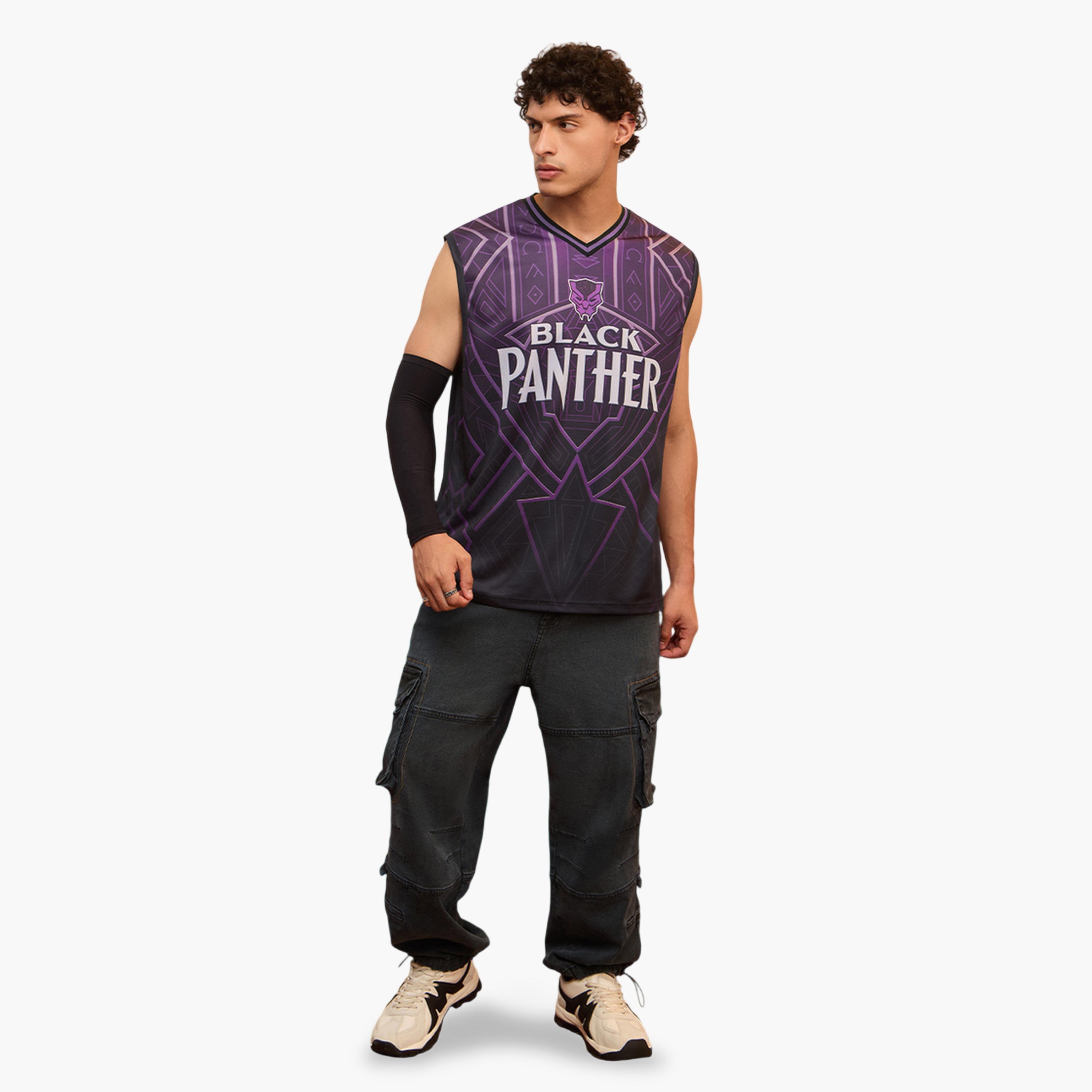 The Souled Store X Styli Men Black Panther Wakanda Forever Purple Vest-men-clothing-innerwear-vests-image-2