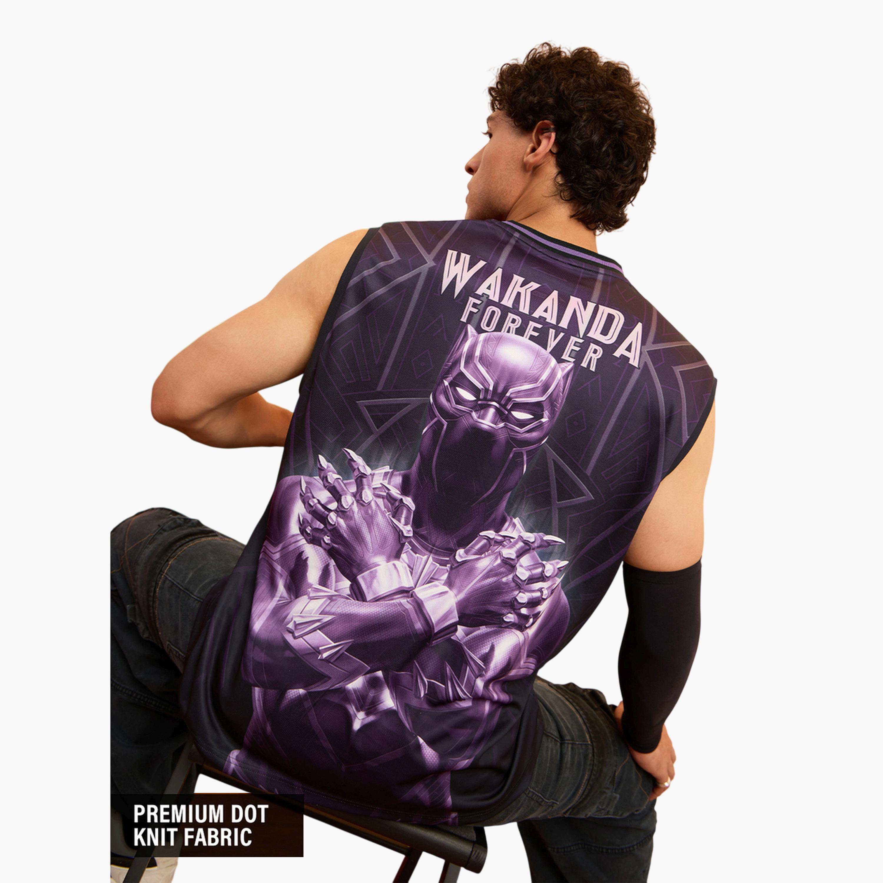 The Souled Store X Styli Men Black Panther Wakanda Forever Purple Vest-men-clothing-innerwear-vests-image-3
