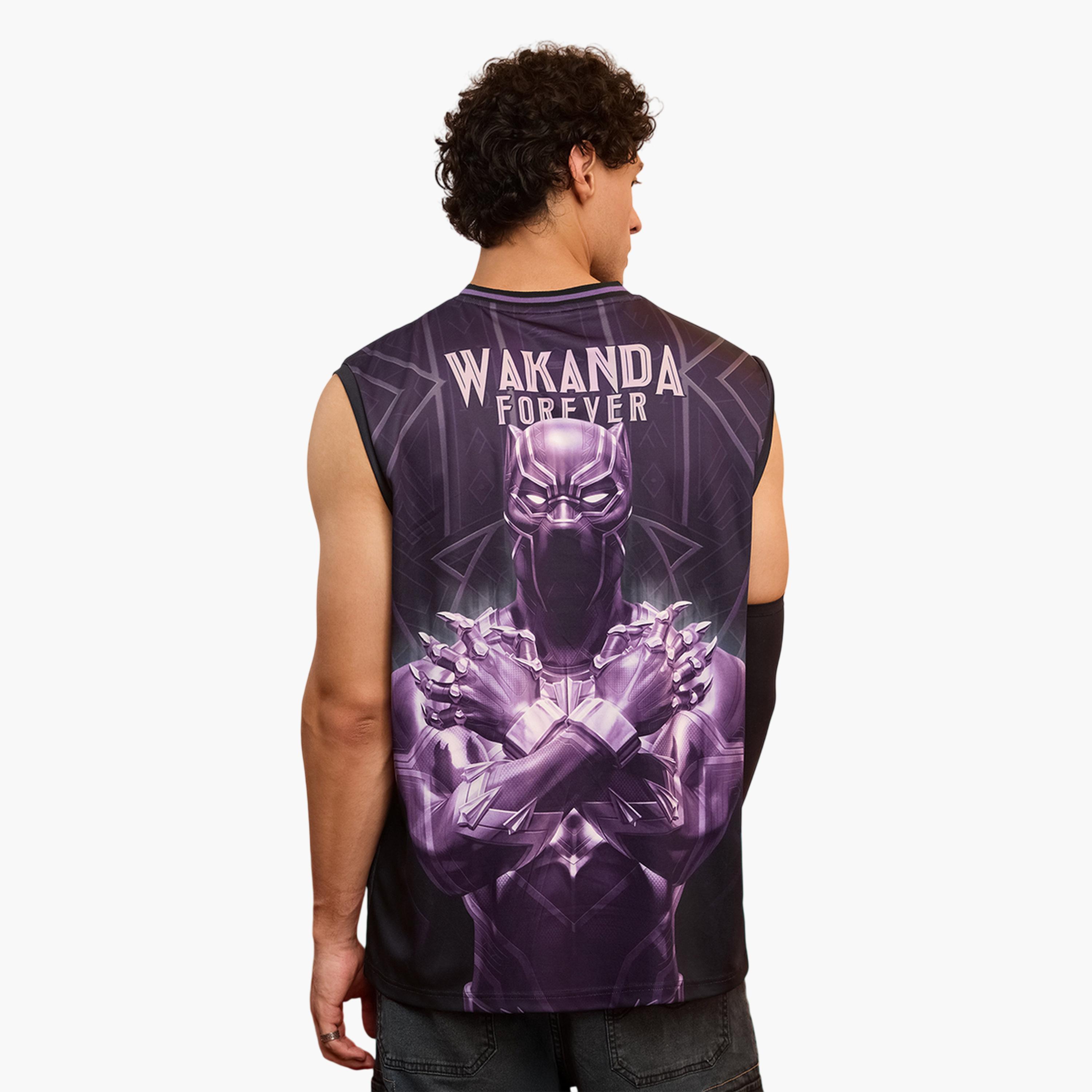 The Souled Store X Styli Men Black Panther Wakanda Forever Purple Vest-men-clothing-innerwear-vests-image-4