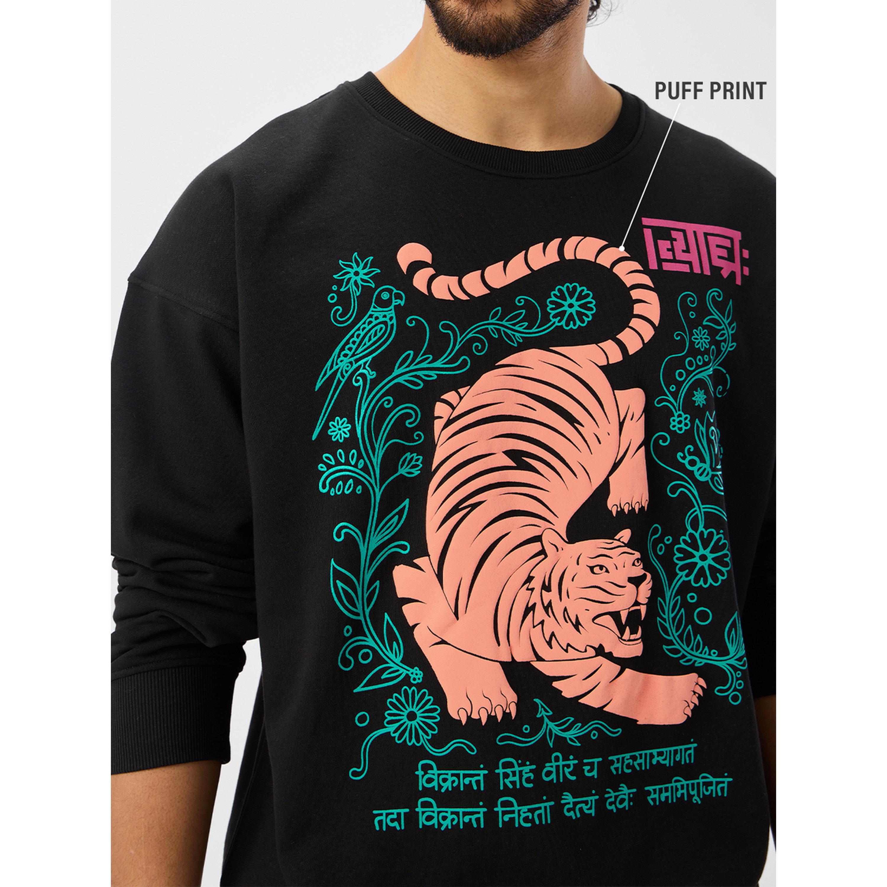 The Souled Store X Styli Men Black Graphic Tiger Print Pullover Sweatshirt-men-winterwear-hoodiesandsweatshirts-image-5