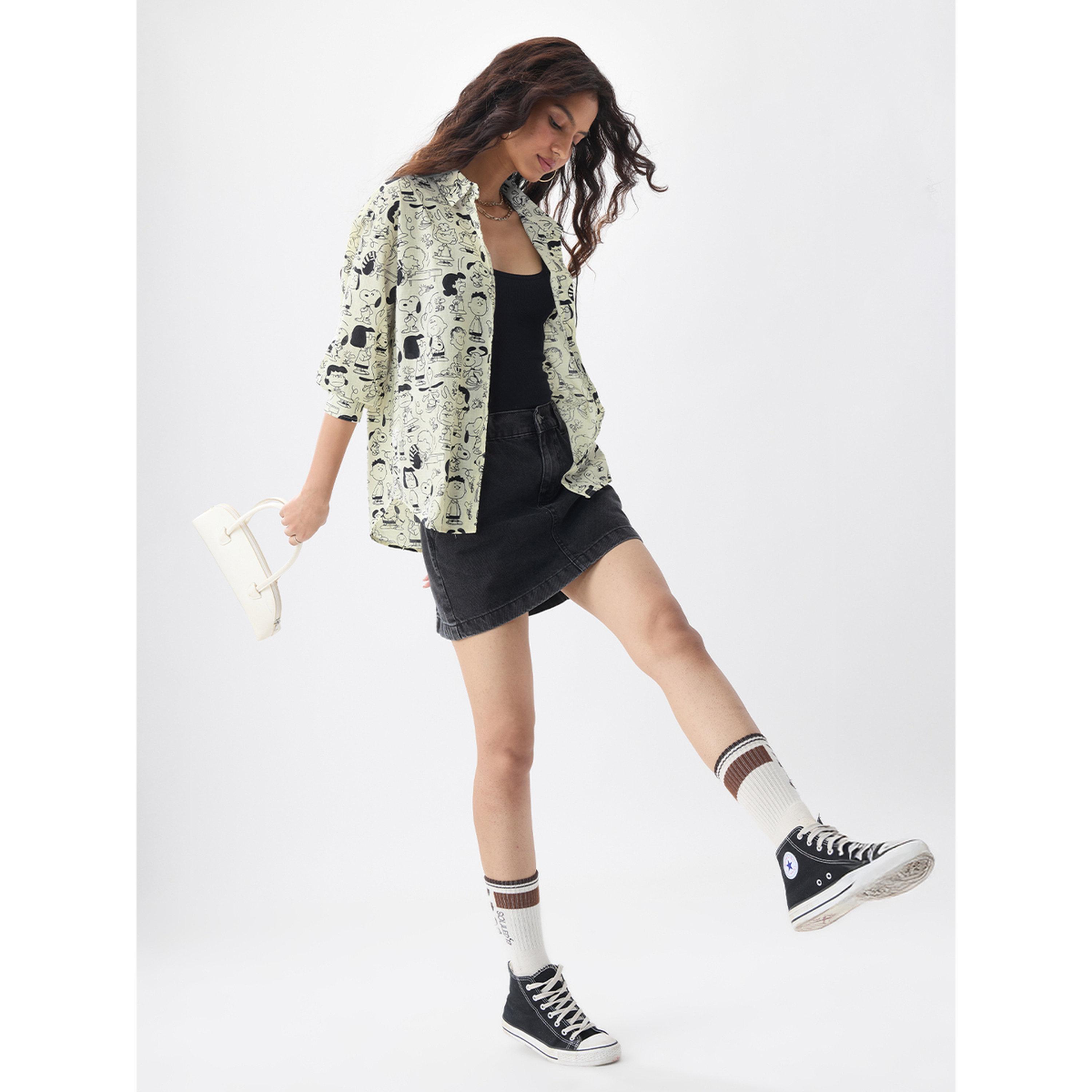 بلوزة أوف وايت بأكمام طويلة وطبعة شخصيات بيناتس-women-clothing-shirtsandblouses-shirts-image-2