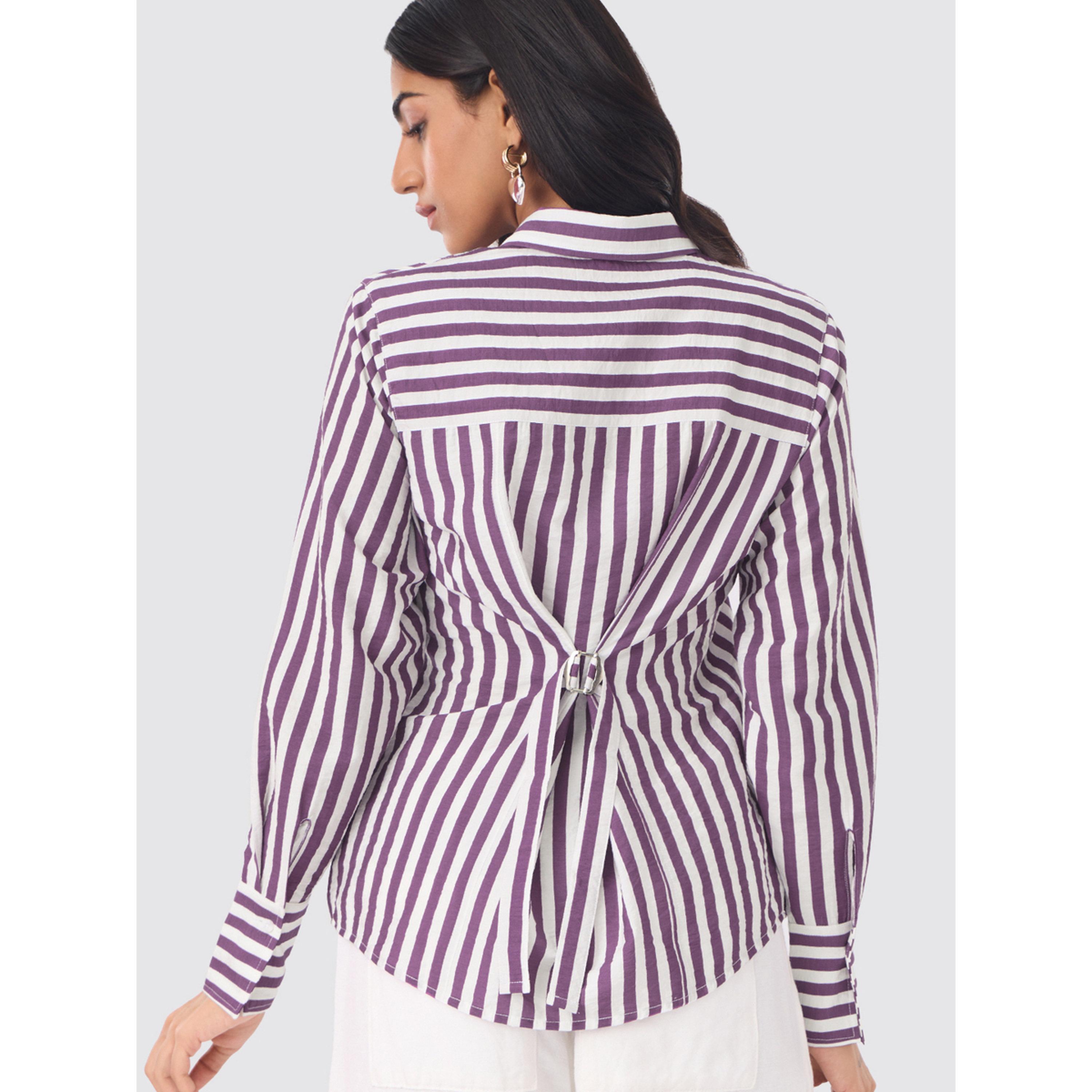 The Souled Store X Styli Purple Striped Regular Fit Long Sleeve Shirt-women-clothing-shirtsandblouses-shirts-image-4