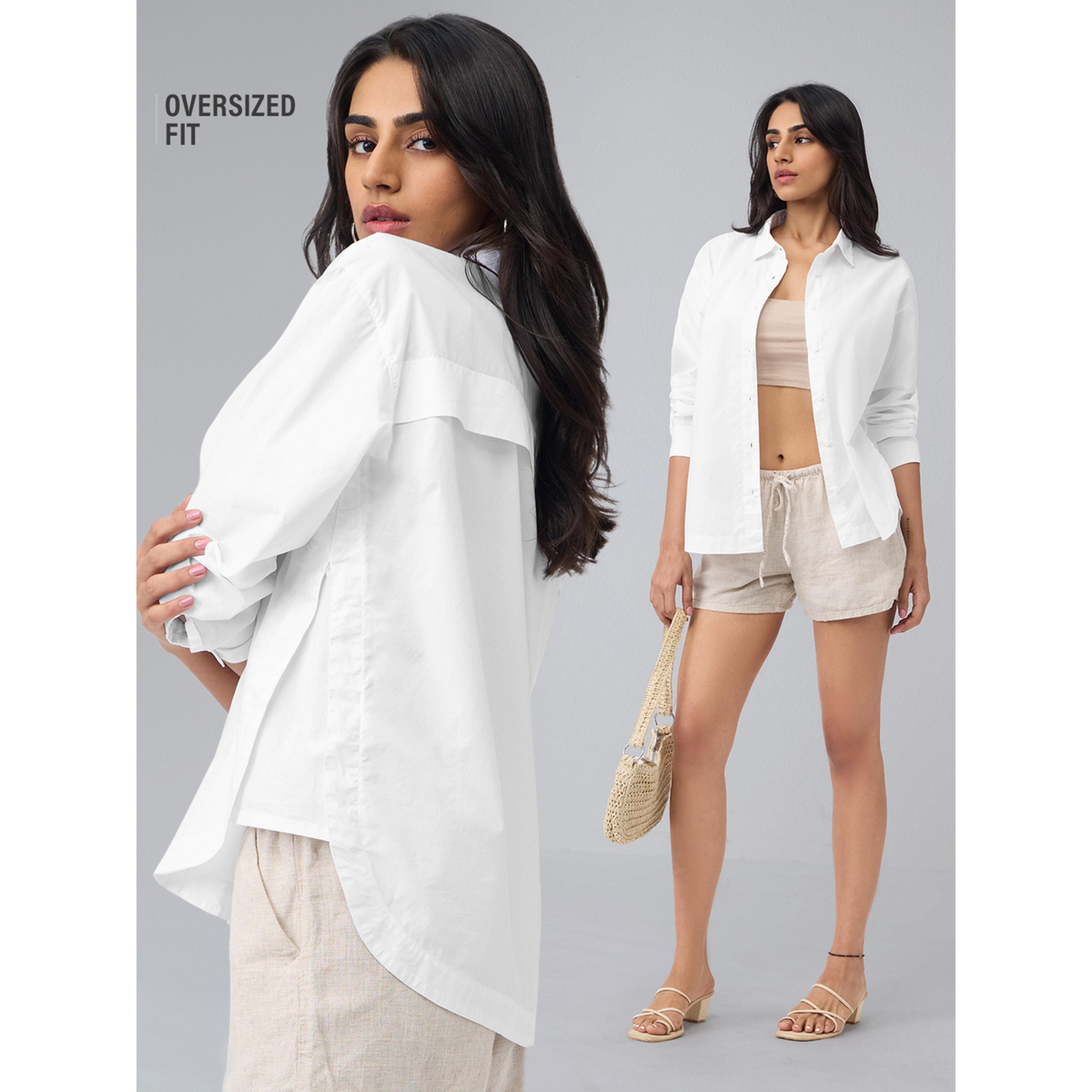 The Souled Store X Styli White Oversized Long Sleeve Shirt-women-clothing-shirtsandblouses-shirts-image-2