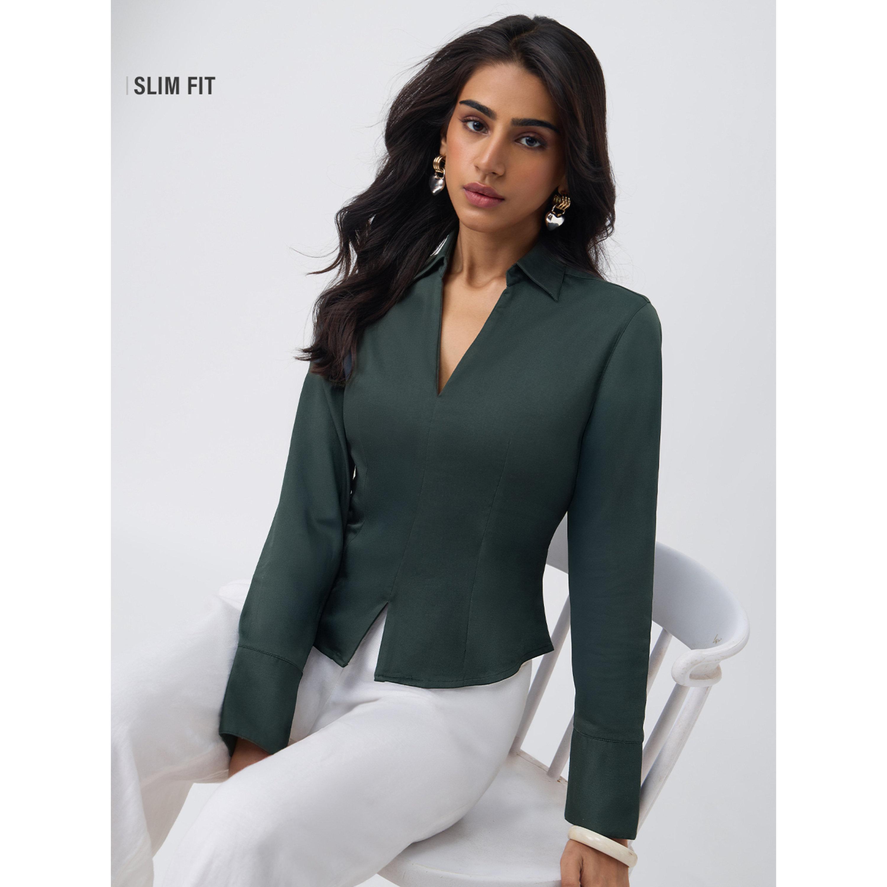 بلوزة أزرق تركواز بتصميم كورسيه-women-clothing-shirtsandblouses-blouses-image-3