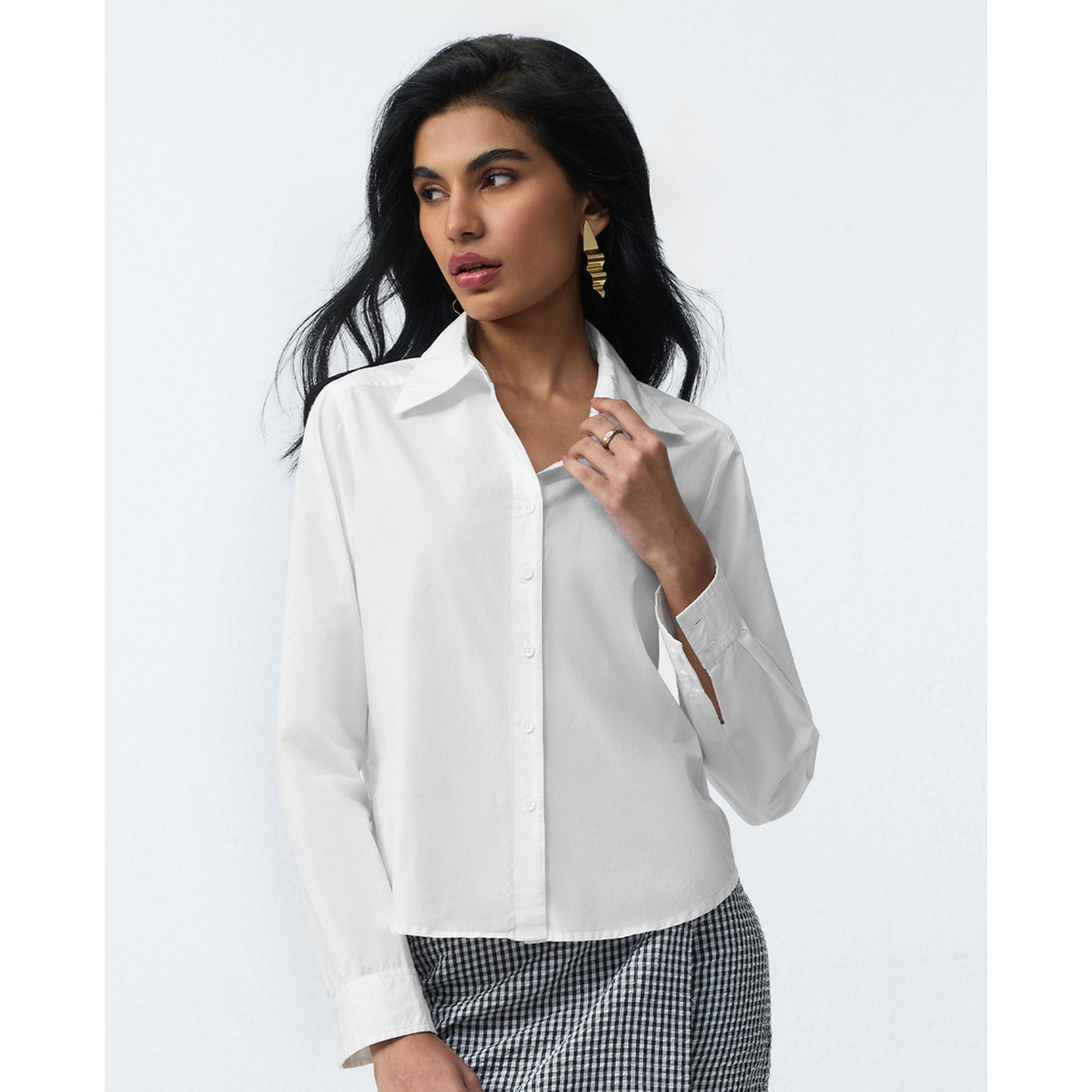 بلوزة بيضاء بأكمام طويلة بقصة مستقيمة كلاسيكية-women-clothing-shirtsandblouses-shirts-image-1