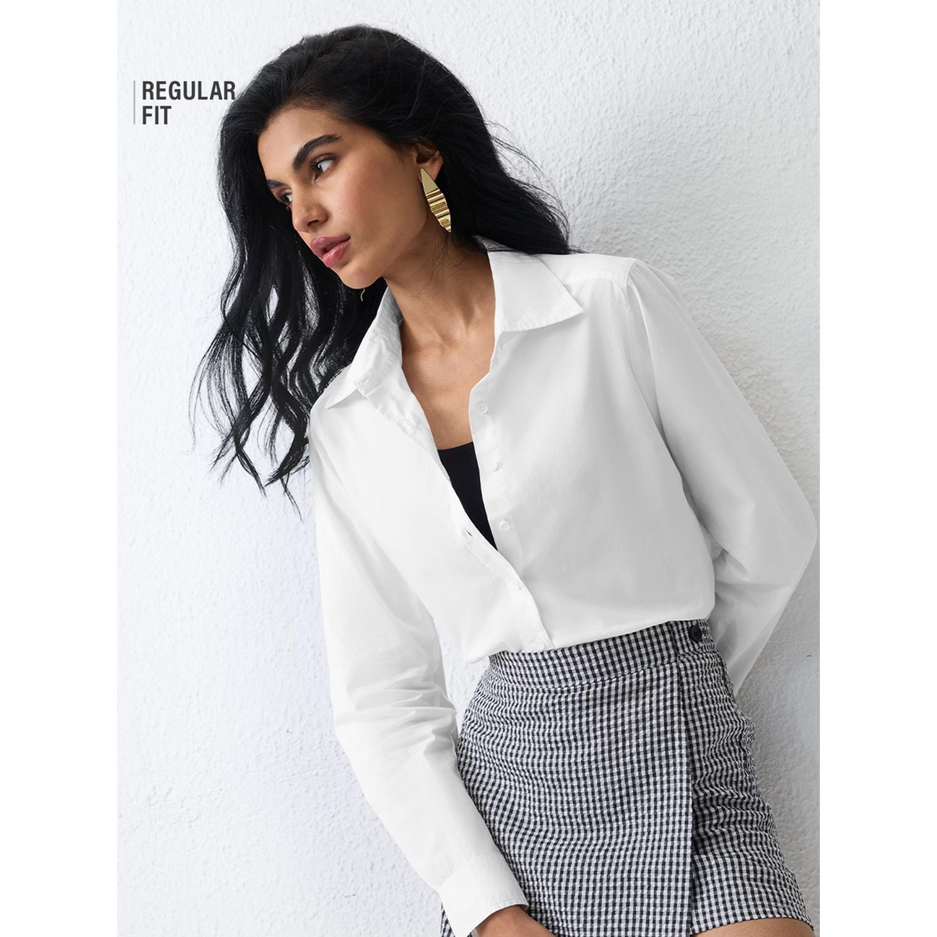بلوزة بيضاء بأكمام طويلة بقصة مستقيمة كلاسيكية-women-clothing-shirtsandblouses-shirts-image-4