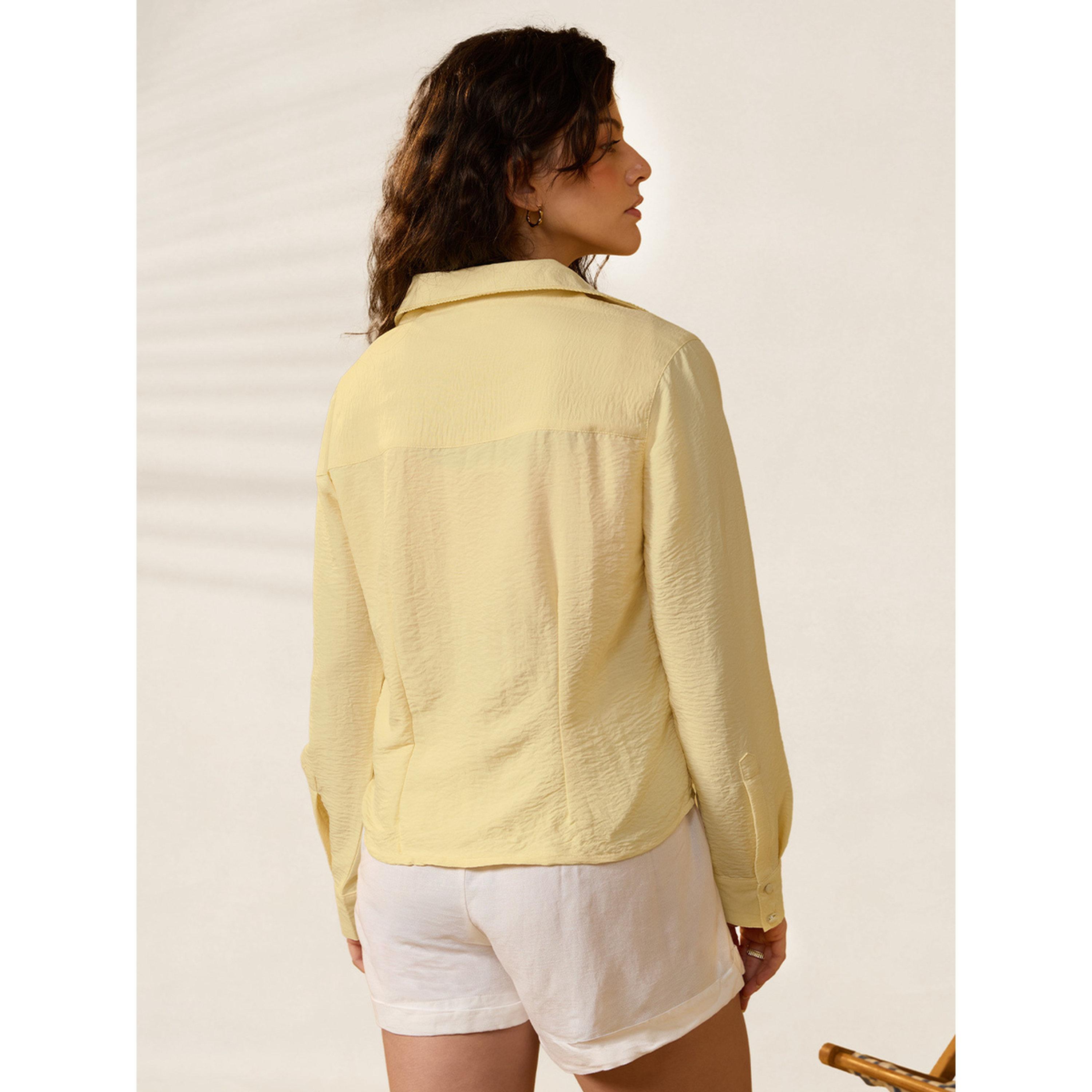 The Souled Store X Styli Chic Lemon Yellow Long Sleeve Shirt-women-clothing-shirtsandblouses-shirts-image-4