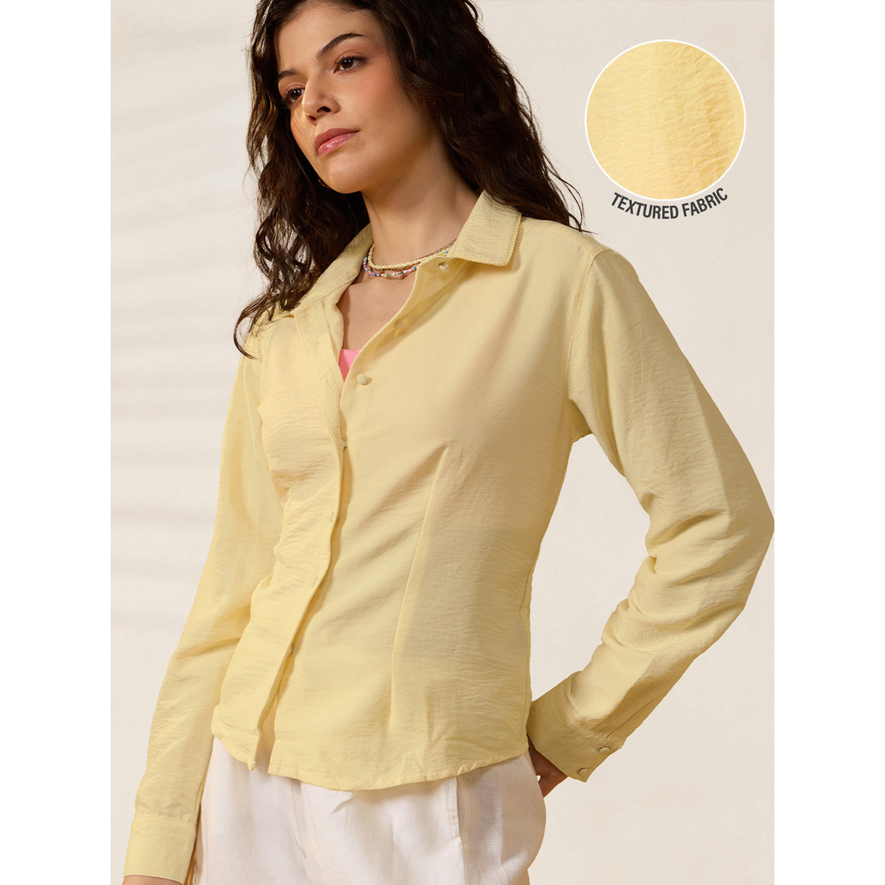 The Souled Store X Styli Chic Lemon Yellow Long Sleeve Shirt-women-clothing-shirtsandblouses-shirts-image-5
