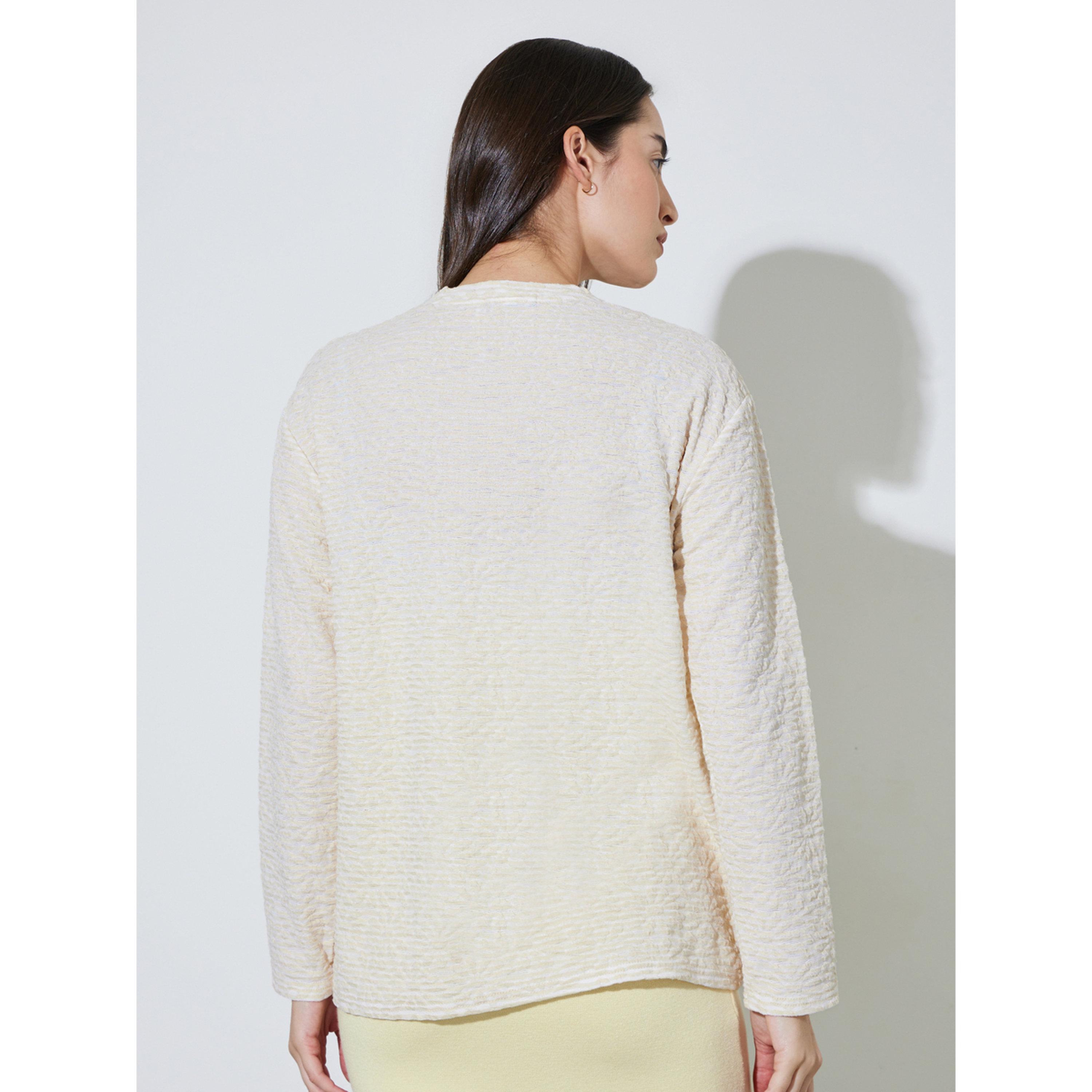 Styli Beige Textured Knit Long Sleeve T-Shirt-women-clothing-tshirts-image-4
