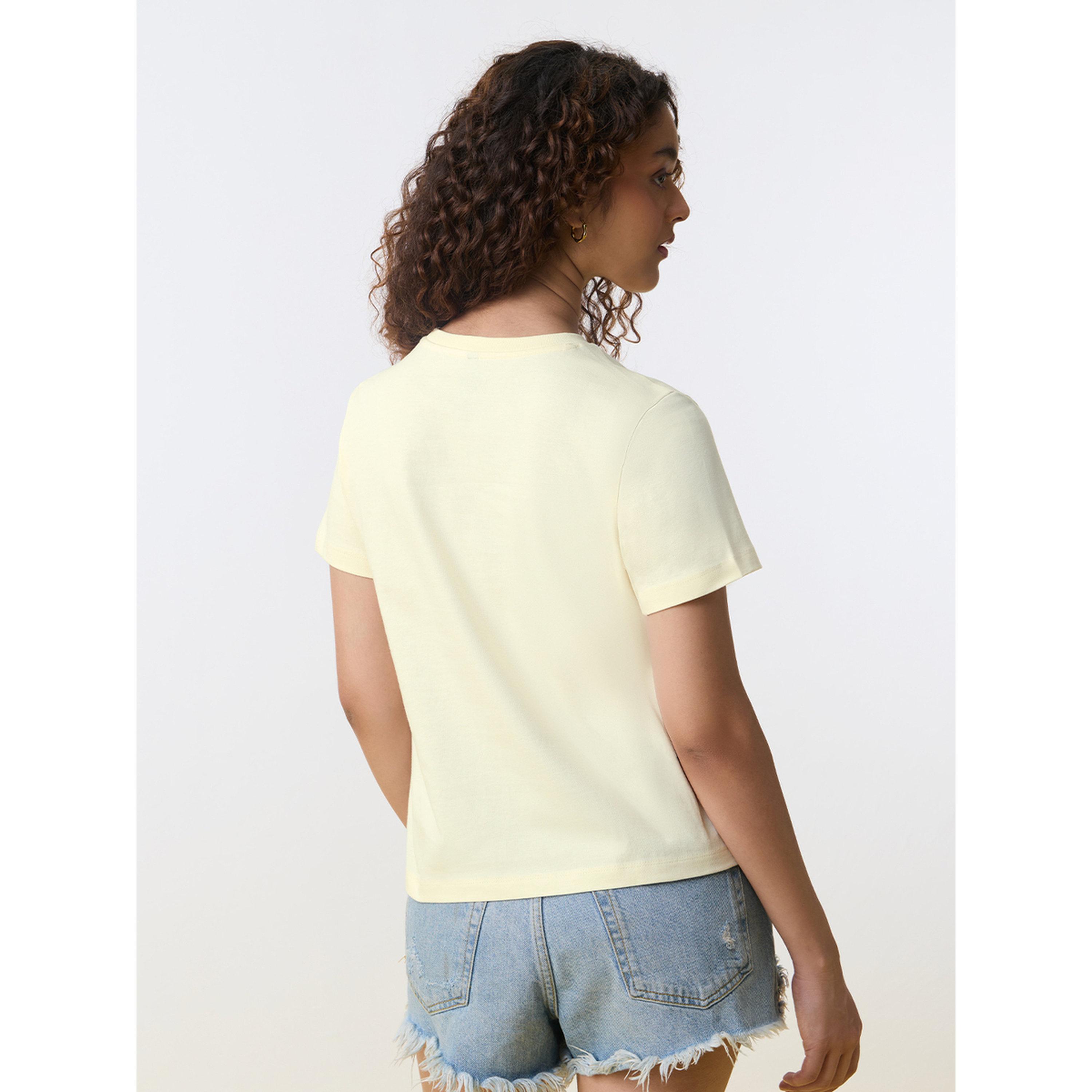 The Souled Store X Styli Yellow Embroidered Round Neck Cotton T-Shirt-women-clothing-tshirts-image-4