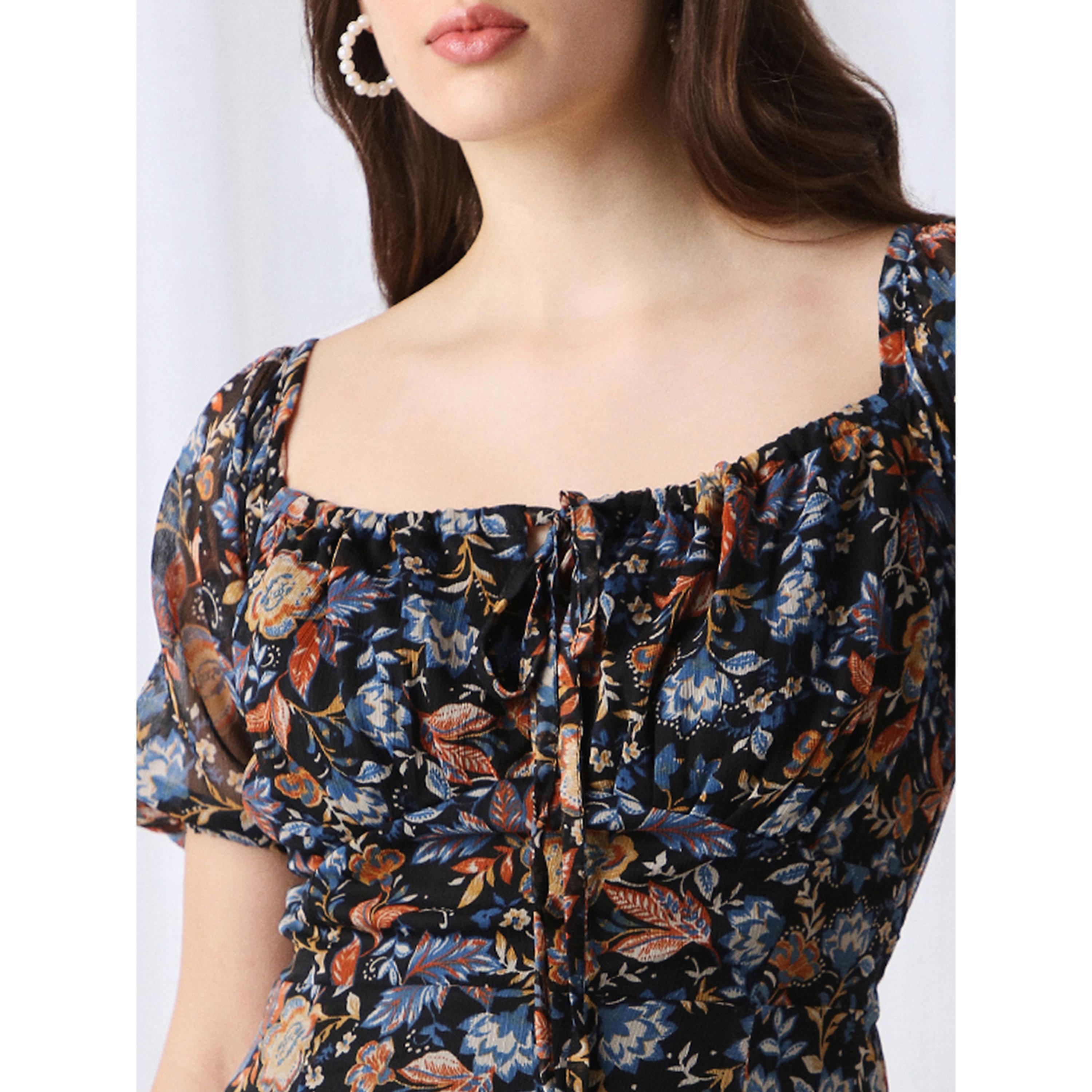 فستان ميدي بحافة واسعة وطبعة زهور وأكمام منفوخة-women-clothing-dresses-image-5