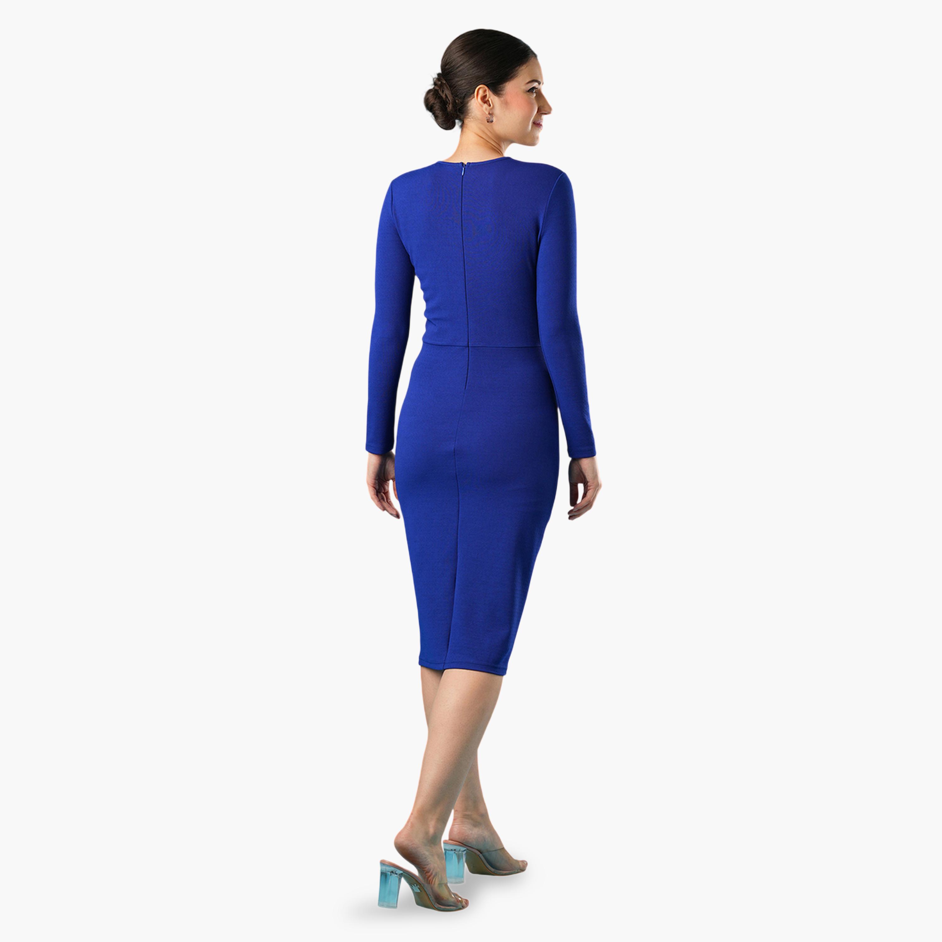 فستان ميدي بقصة ضيقة وأكمام طويلة-women-clothing-dresses-image-4