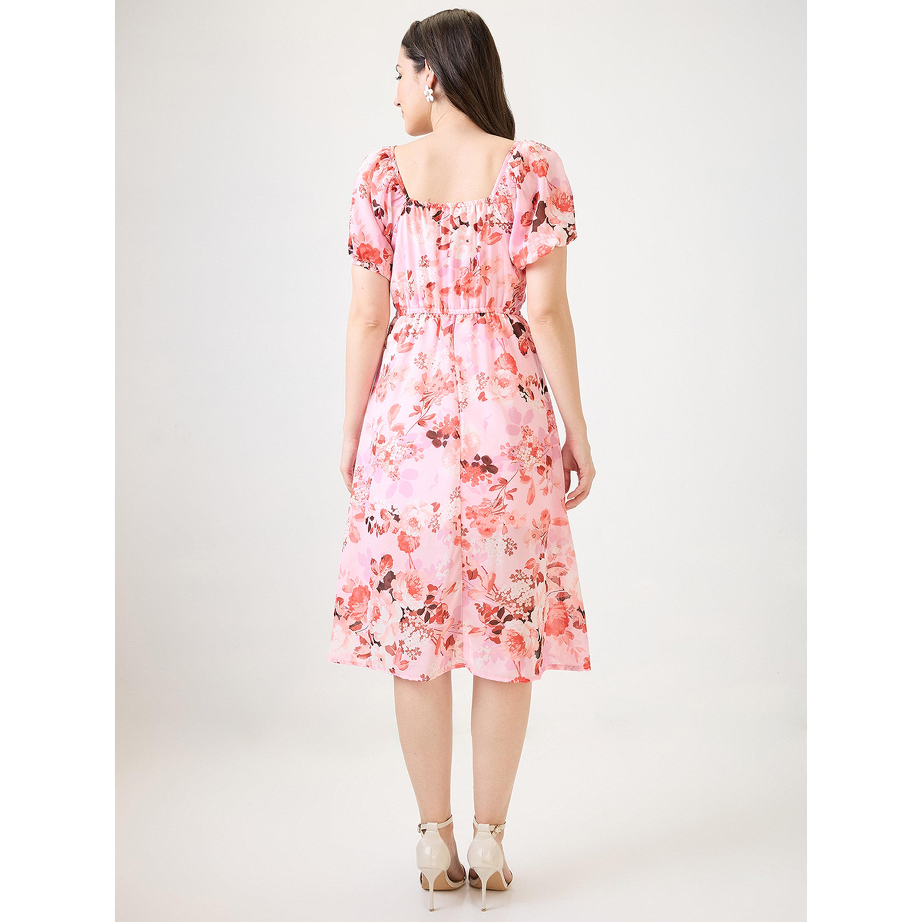 فستان ميدي بطبعة زهور بحافة واسعة وأكمام قصيرة-women-clothing-dresses-image-3