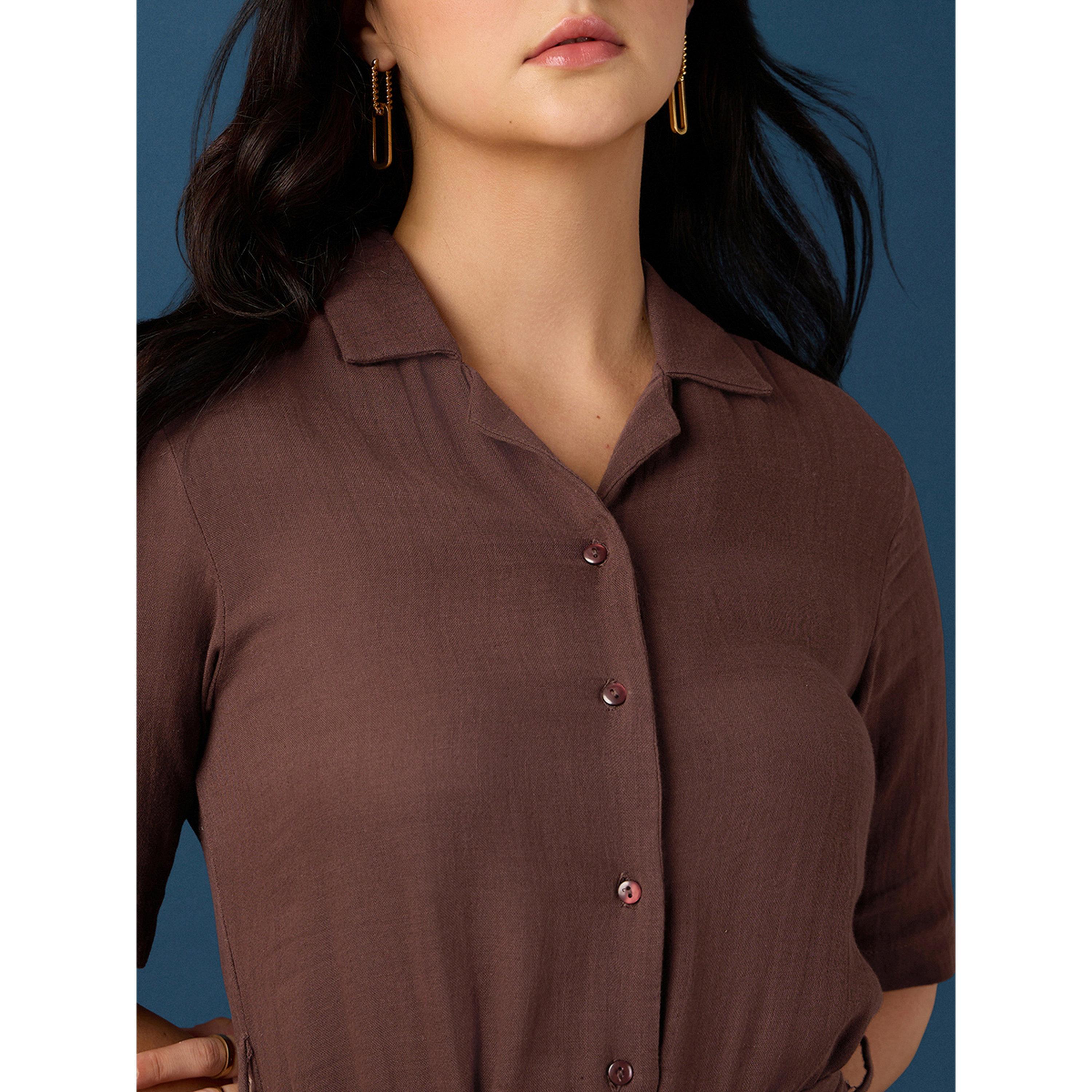 فستان ميدي بحافة واسعة بتفاصيل بارزة الملمس وأكمام قصيرة مع حزام-women-clothing-dresses-image-5