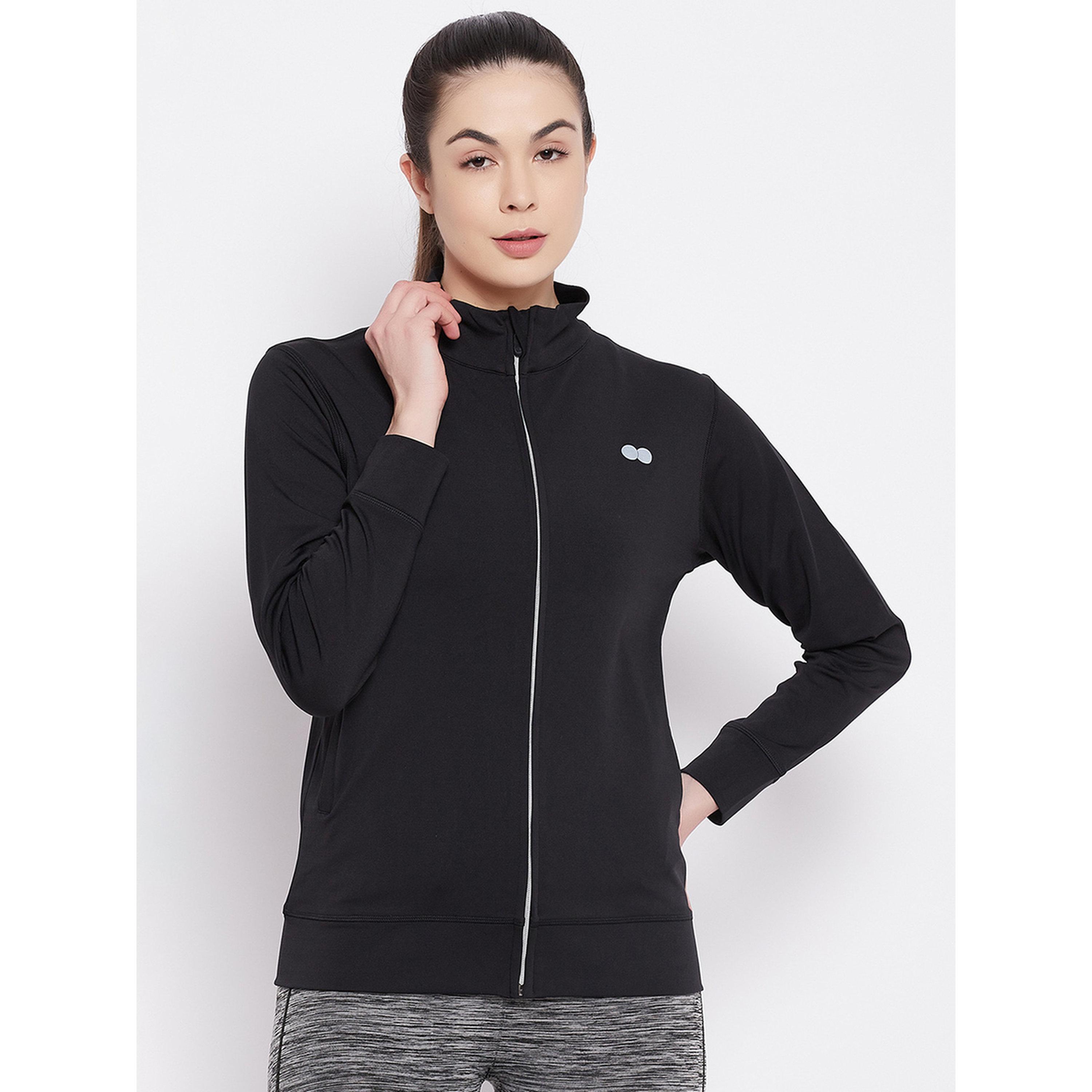Clovia X Styli Black Solid Activewear Zip-Up Jacket-sports-women-clothing-coatsandjackets-jackets-image-1