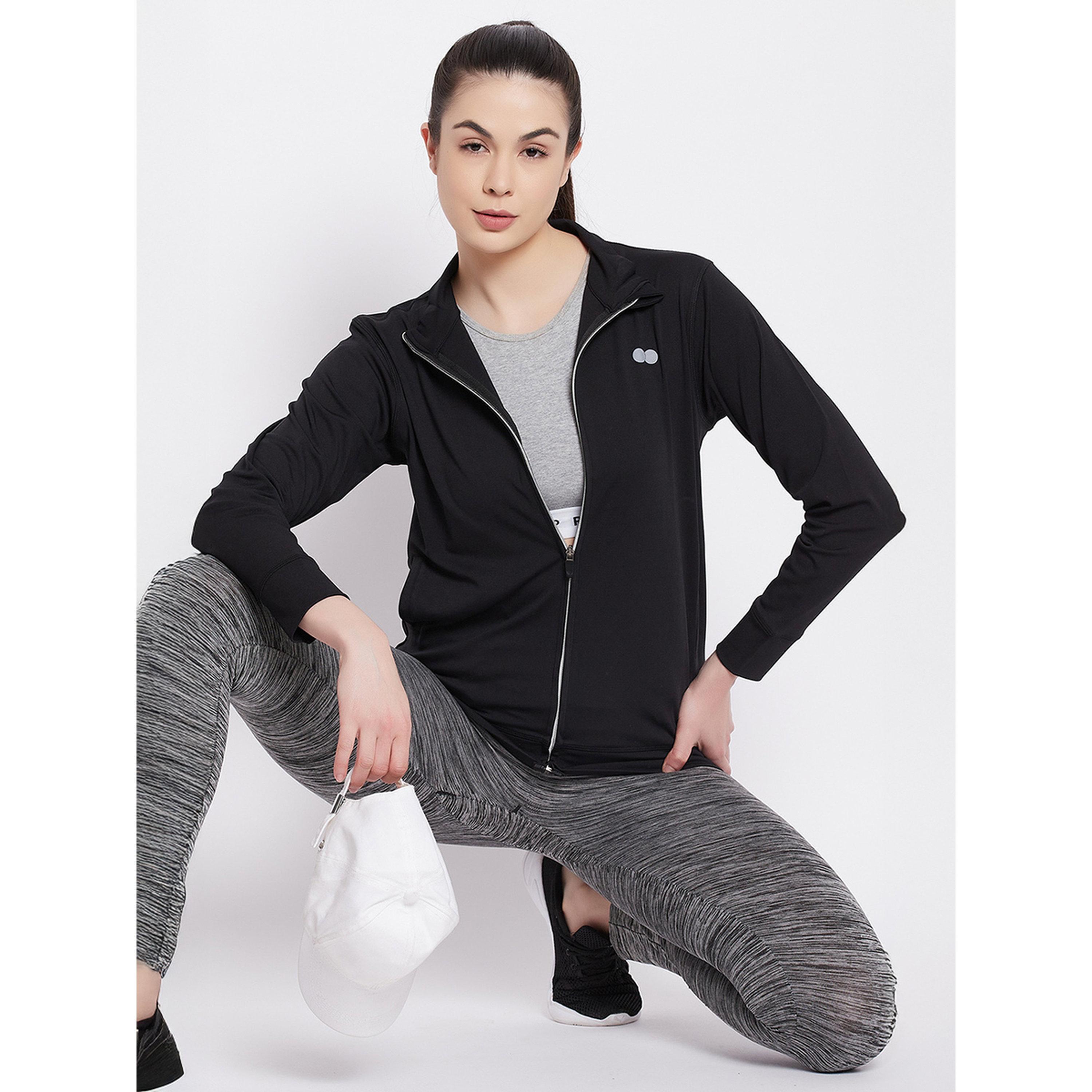 Clovia X Styli Black Solid Activewear Zip-Up Jacket-sports-women-clothing-coatsandjackets-jackets-image-2