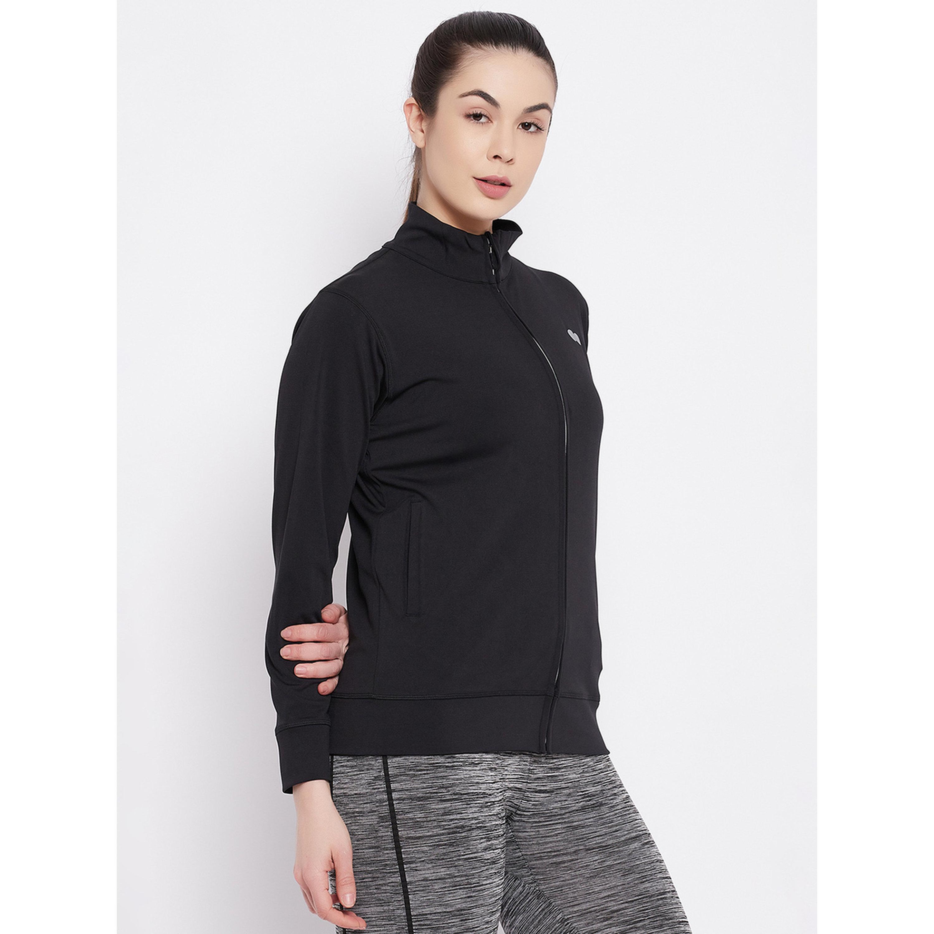 Clovia X Styli Black Solid Activewear Zip-Up Jacket-sports-women-clothing-coatsandjackets-jackets-image-4