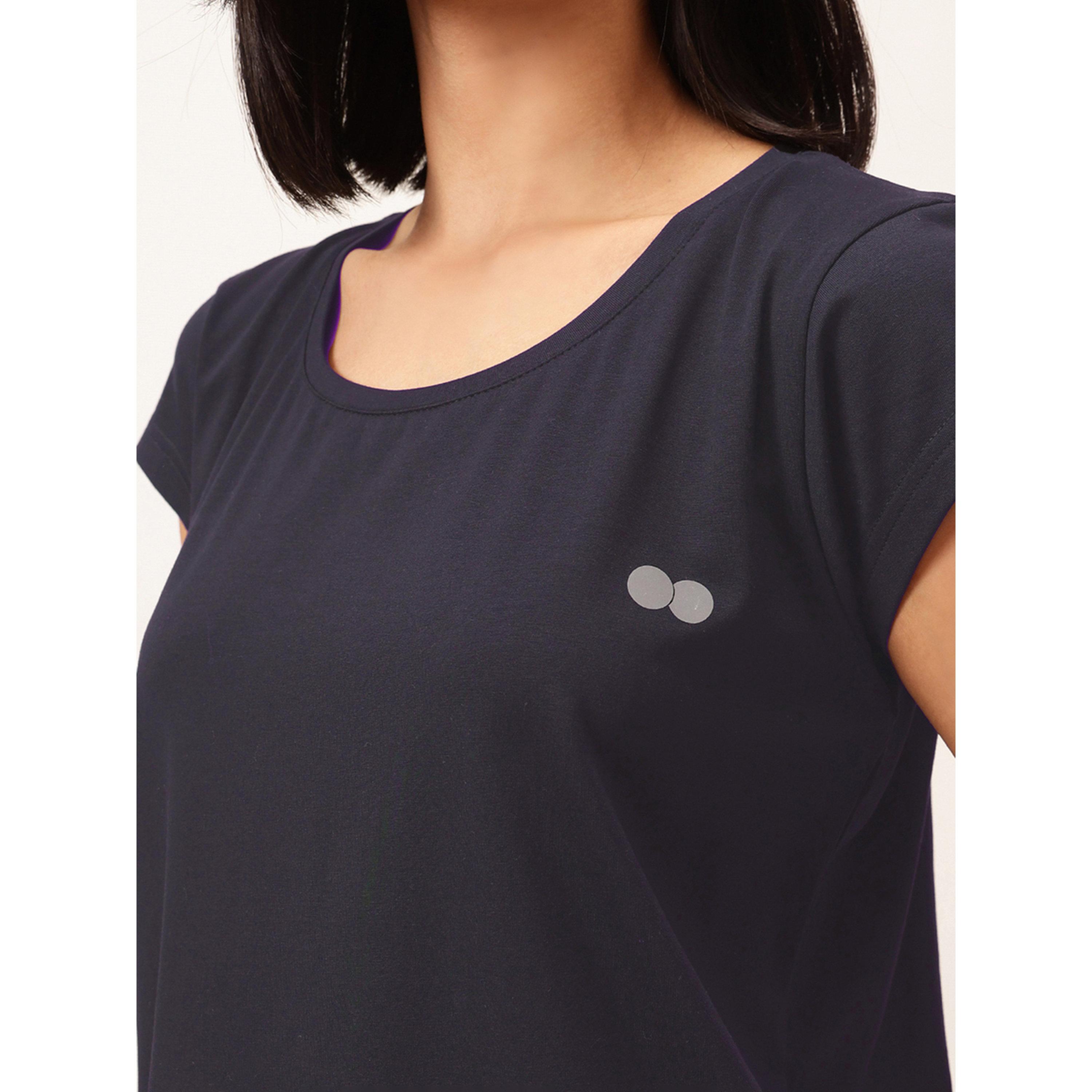 تيشيرت رياضي بياقة دائرية وأكمام قصيرة بقصة مريحة سادة-sports-women-clothing-tshirtsandvests-image-7