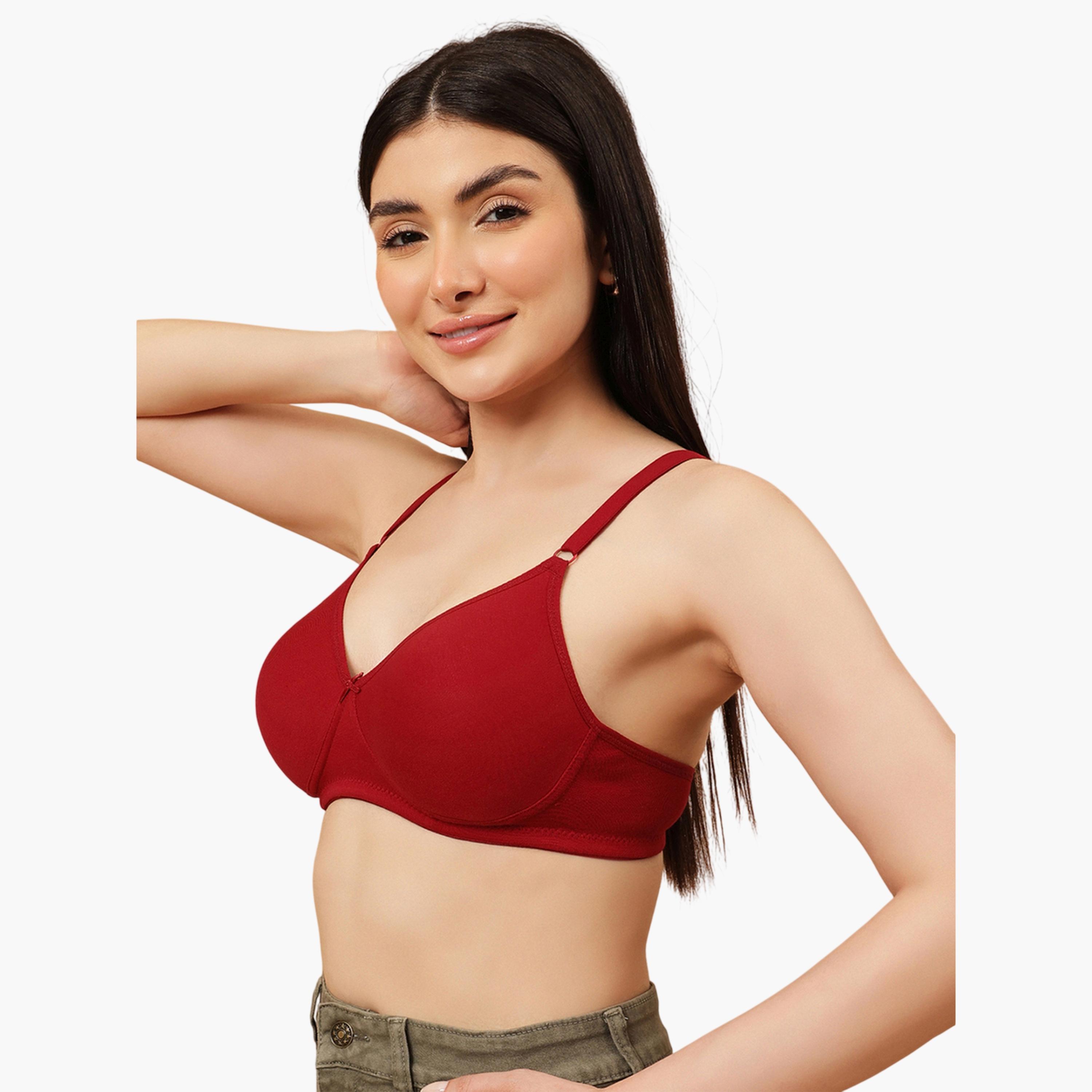 Clovia X Styli Maroon Padded Non-Wired Full Coverage T-Shirt Bra-women-clothing-lingerie-bras-image-2