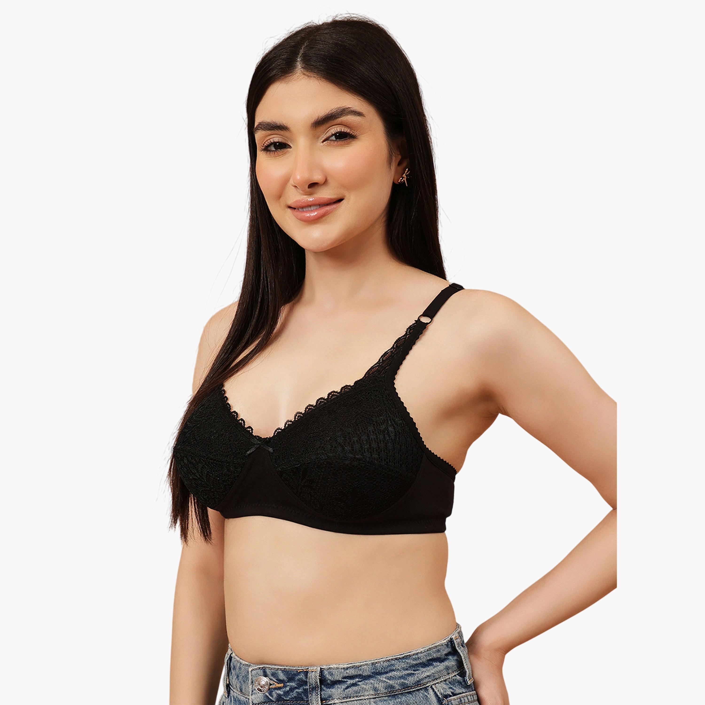 Clovia X Styli Black Lace Details Non-Padded Non-Wired Full Coverage Balconette Bra-women-clothing-lingerie-bras-image-2