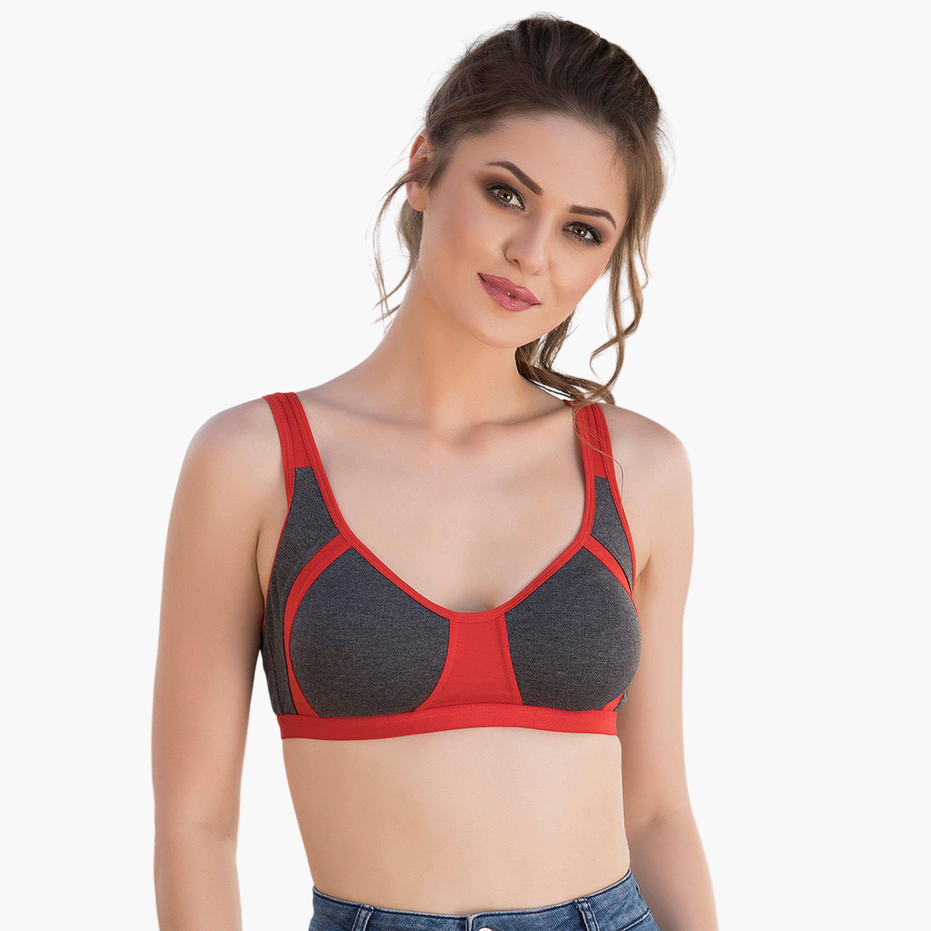 Clovia X Styli Red and Charcoal Non-Padded Non-Wired Full Coverage Bra-women-clothing-lingerie-bras-image-4
