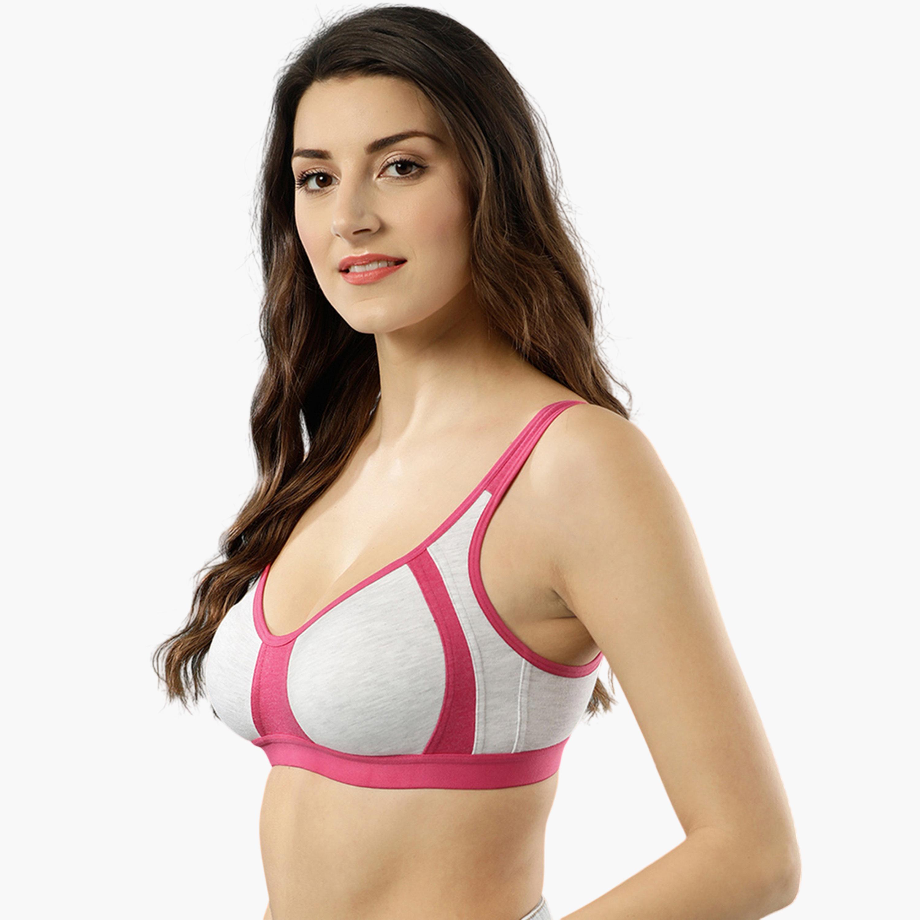 Clovia X Styli Grey and Pink Non-Padded Non-Wired Full Coverage T-Shirt Bra-women-clothing-lingerie-bras-image-2
