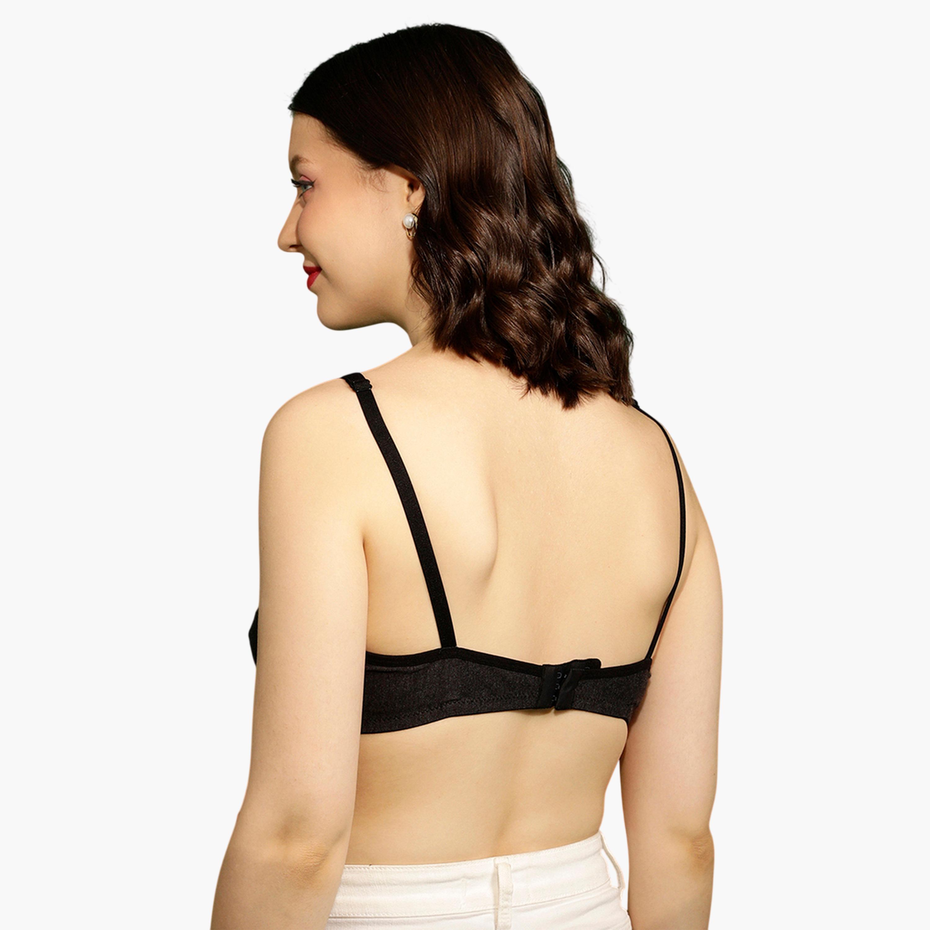 Clovia X Styli Black Solid Non-Padded Non-Wired Powernet Panel Bra-women-clothing-lingerie-bras-image-4