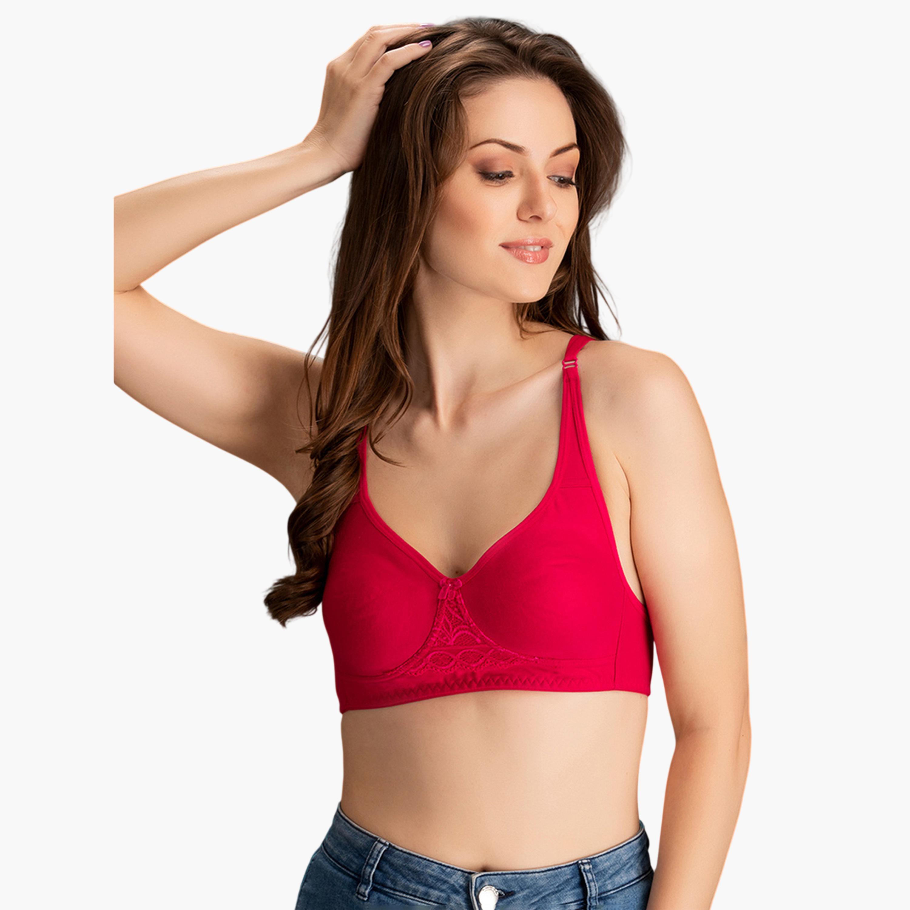 Clovia X Styli Pink Lace Details Non-Padded Non-Wired Full Coverage T-shirt Bra-women-clothing-lingerie-bras-image-1