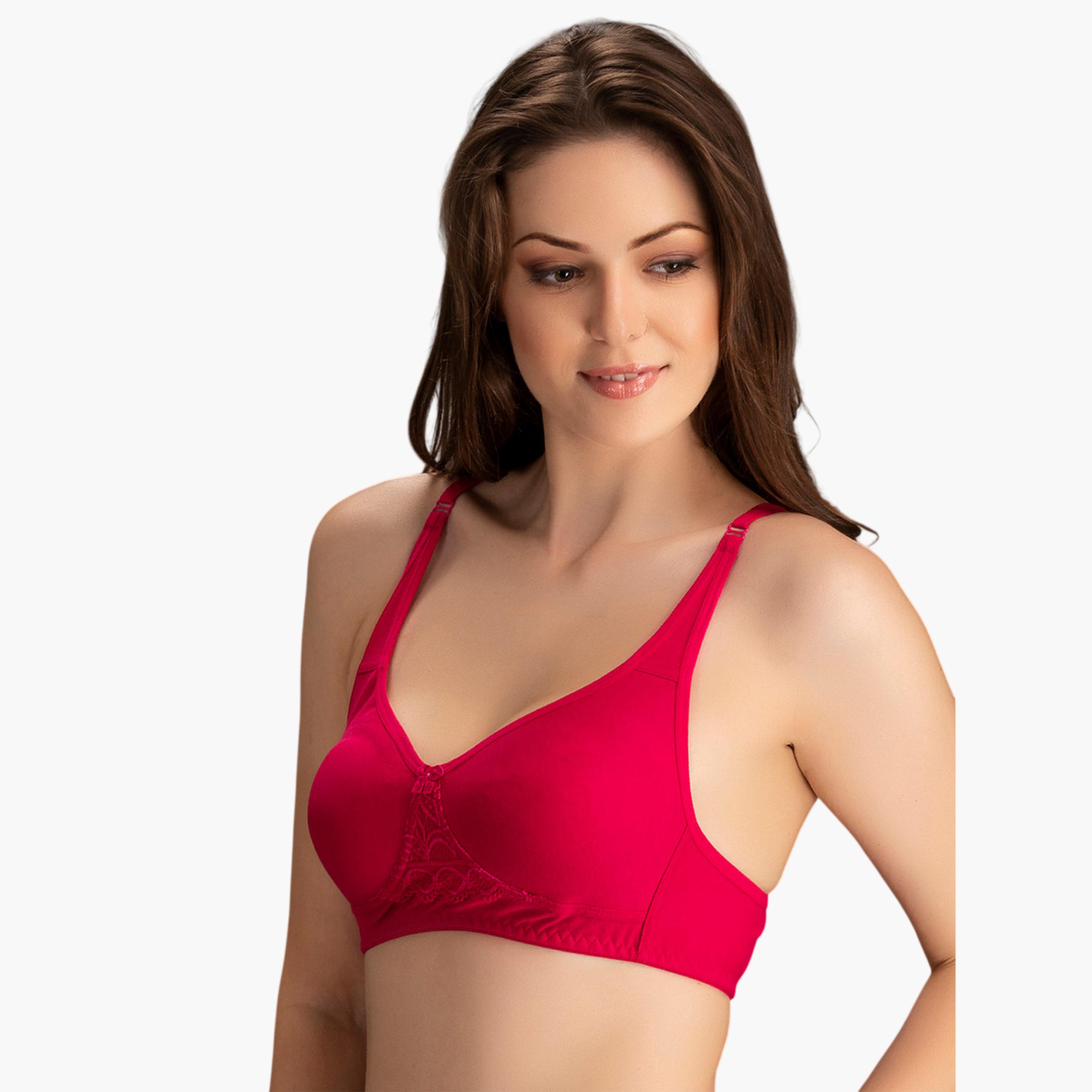 Clovia X Styli Pink Lace Details Non-Padded Non-Wired Full Coverage T-shirt Bra-women-clothing-lingerie-bras-image-3