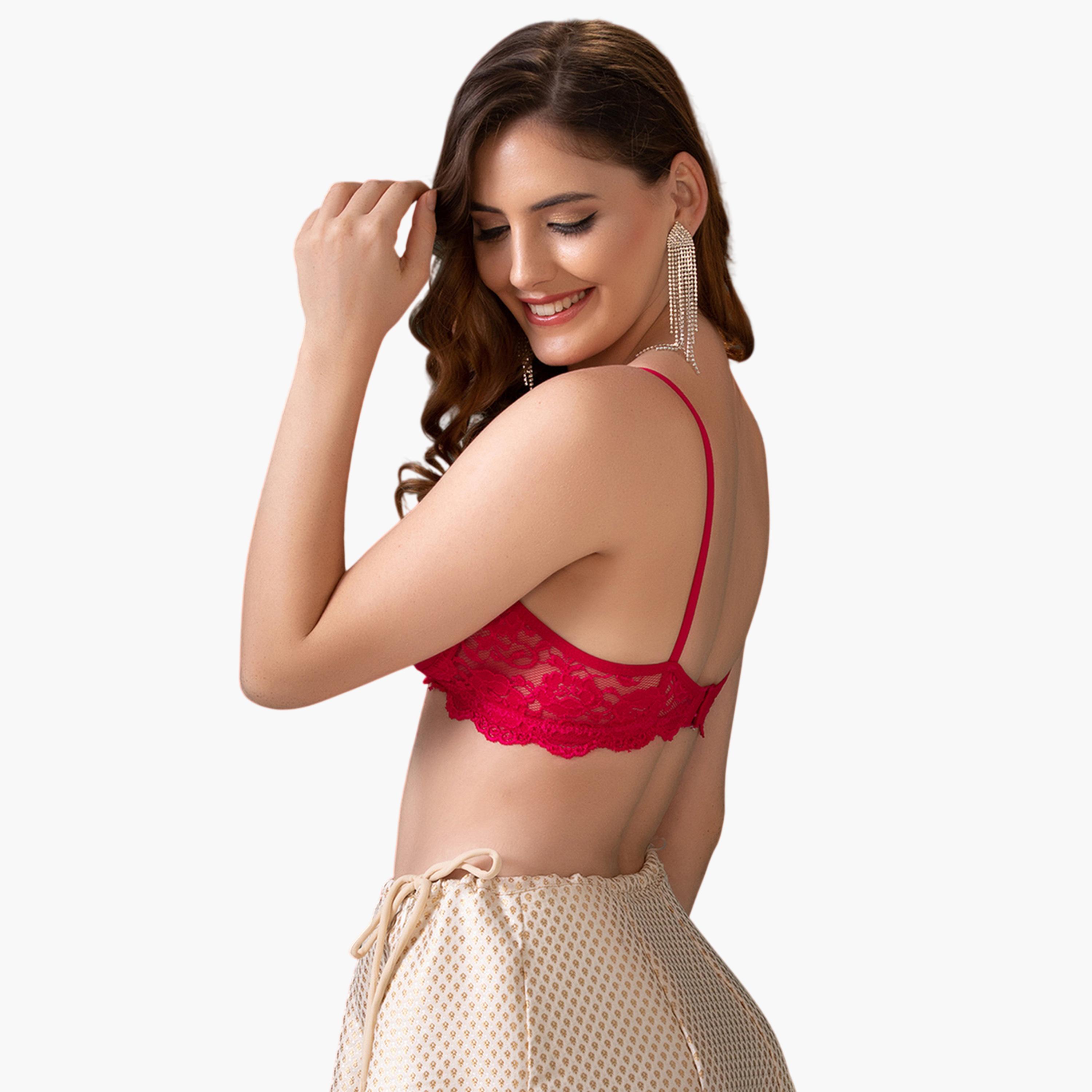 Clovia X Styli Pink Lace Details Non-Padded Full Coverage Spacer Cup Bra-women-clothing-lingerie-bras-image-3