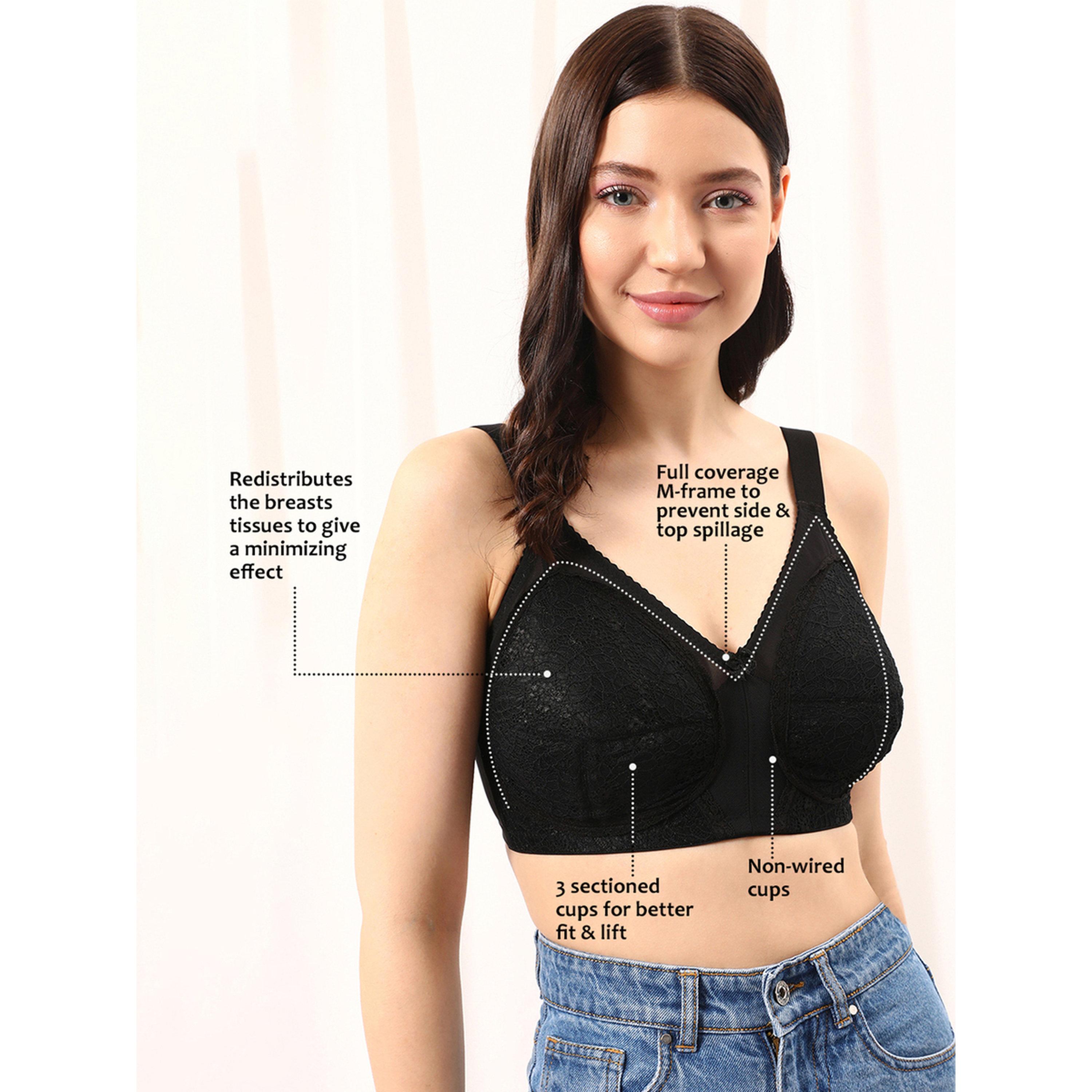 حمالة صدر مينيمايزر بتغطية كاملة وتفاصيل دانتيل بدون أسلاك وغير مبطنة-women-clothing-lingerie-bras-image-2