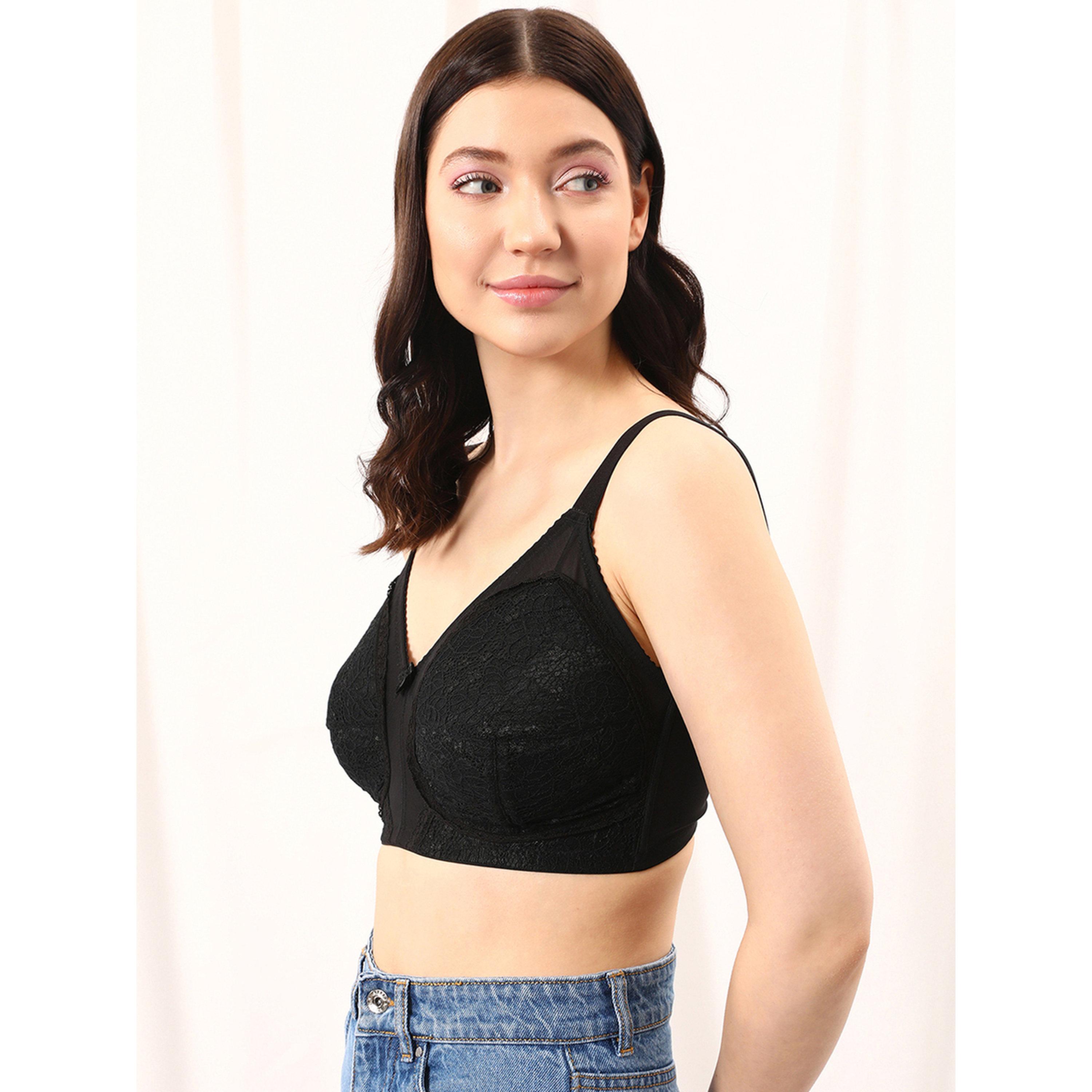 حمالة صدر مينيمايزر بتغطية كاملة وتفاصيل دانتيل بدون أسلاك وغير مبطنة-women-clothing-lingerie-bras-image-4