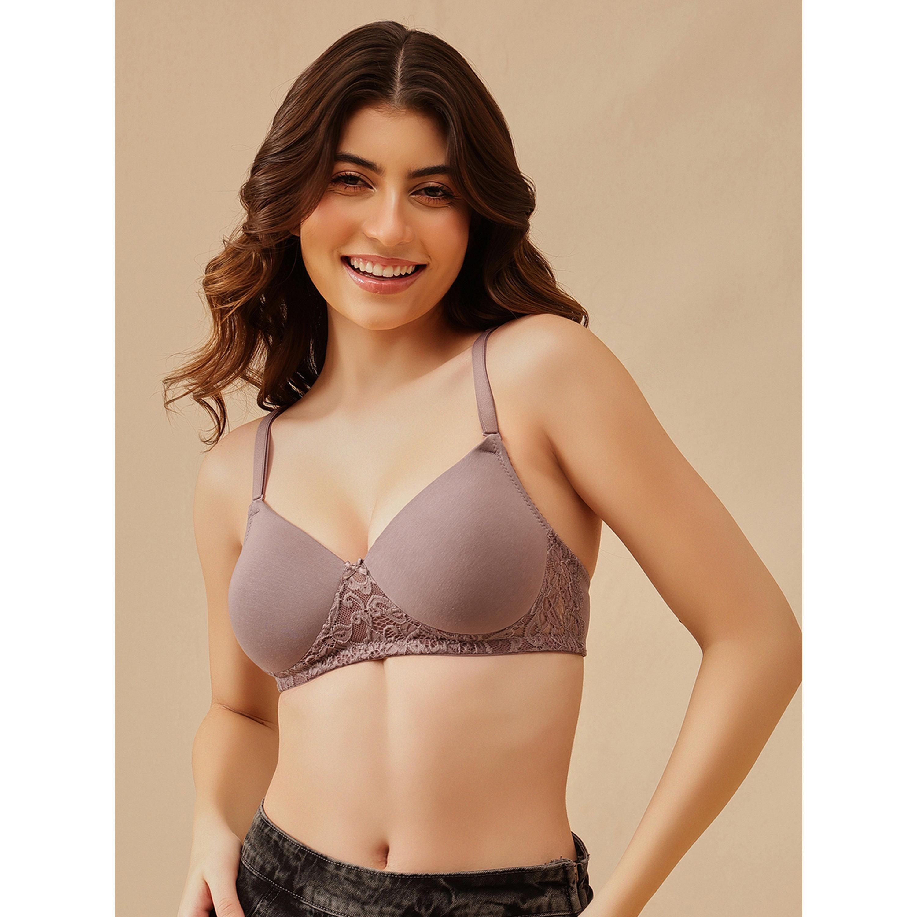 حمالة صدر تيشيرت بتغطية كاملة ومحشوة وتفاصيل دانتيل بدون أسلاك-women-clothing-lingerie-bras-image-1