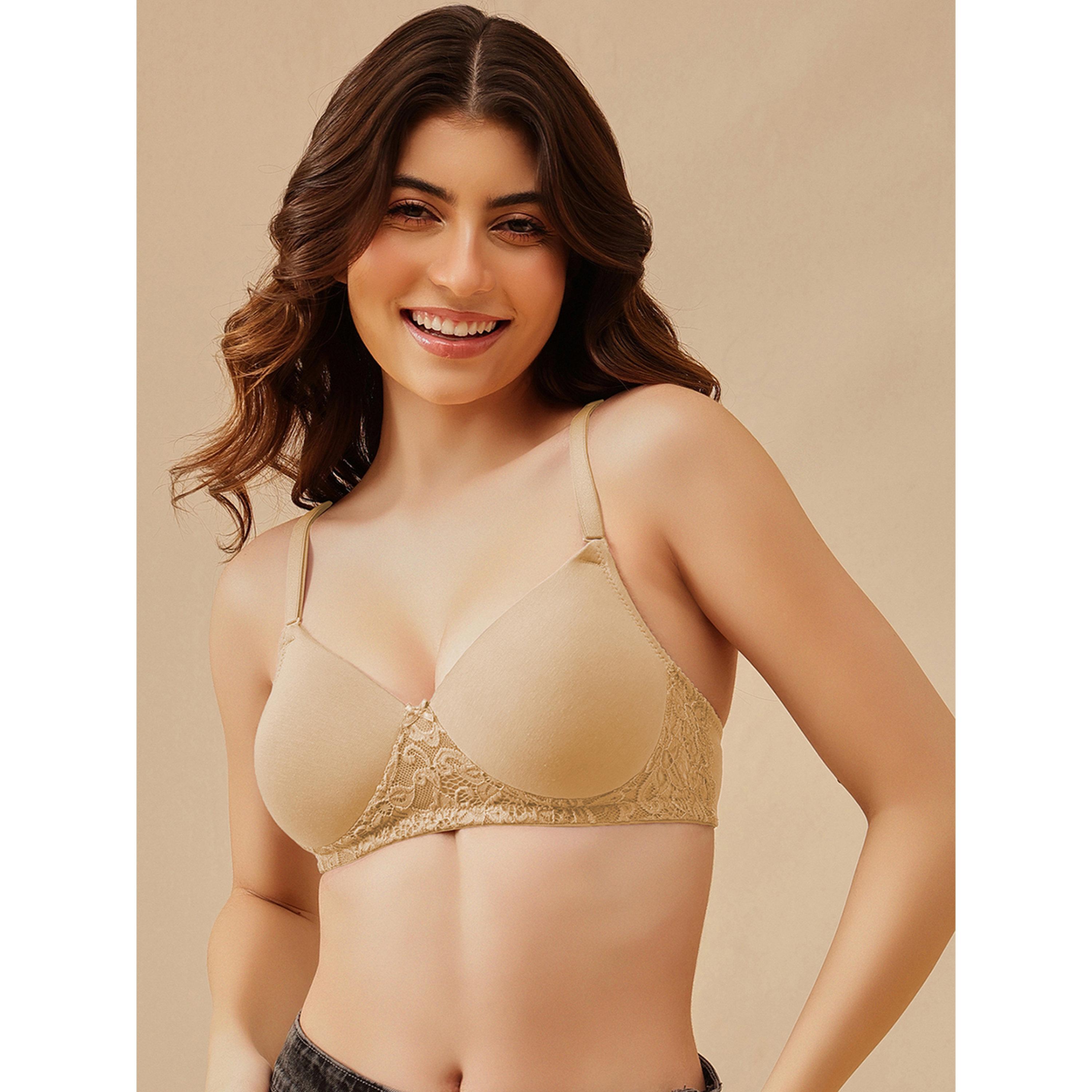 حمالة صدر تيشيرت بتغطية كاملة ومحشوة وتفاصيل دانتيل بدون أسلاك-women-clothing-lingerie-bras-image-1