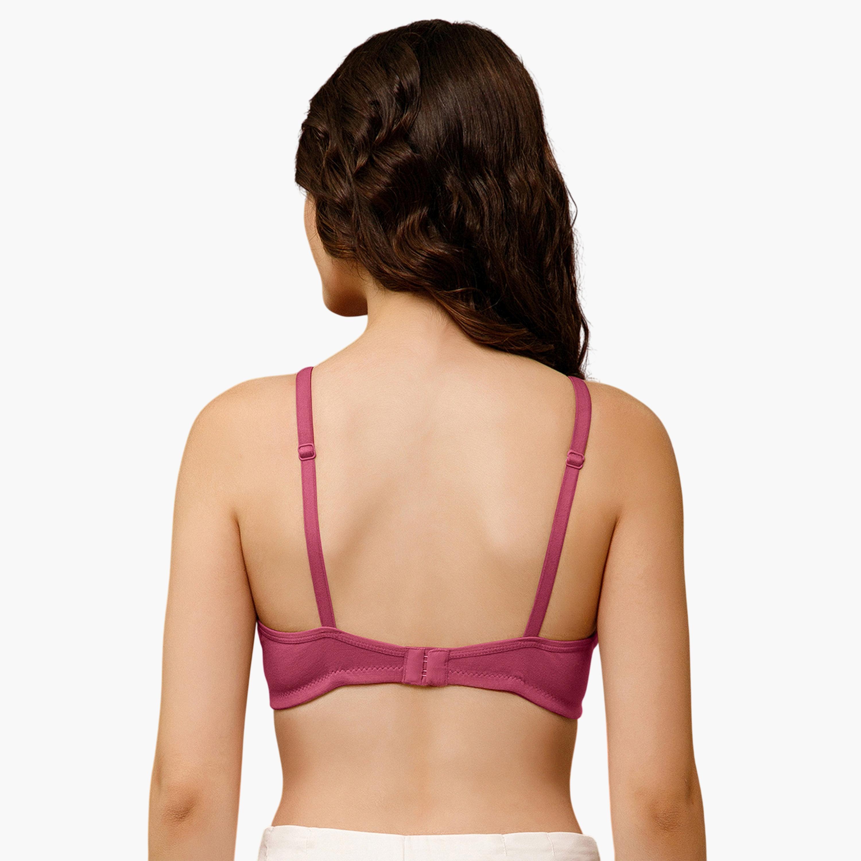 صدرية تيشيرت بتغطية كاملة وبدون حشوة وبدون أسلاك سفالية باللون الماجنتا-women-clothing-lingerie-bras-image-4