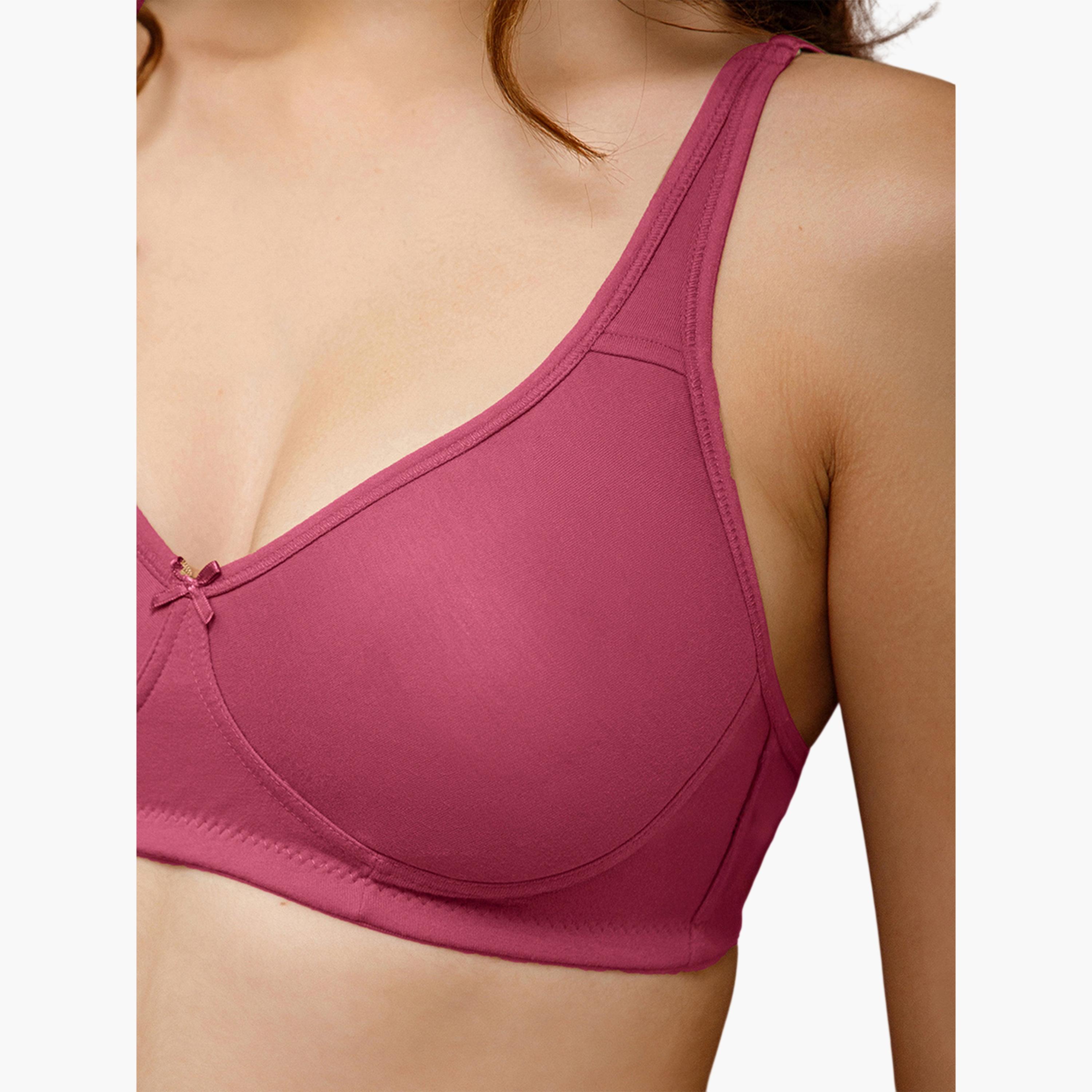 صدرية تيشيرت بتغطية كاملة وبدون حشوة وبدون أسلاك سفالية باللون الماجنتا-women-clothing-lingerie-bras-image-5