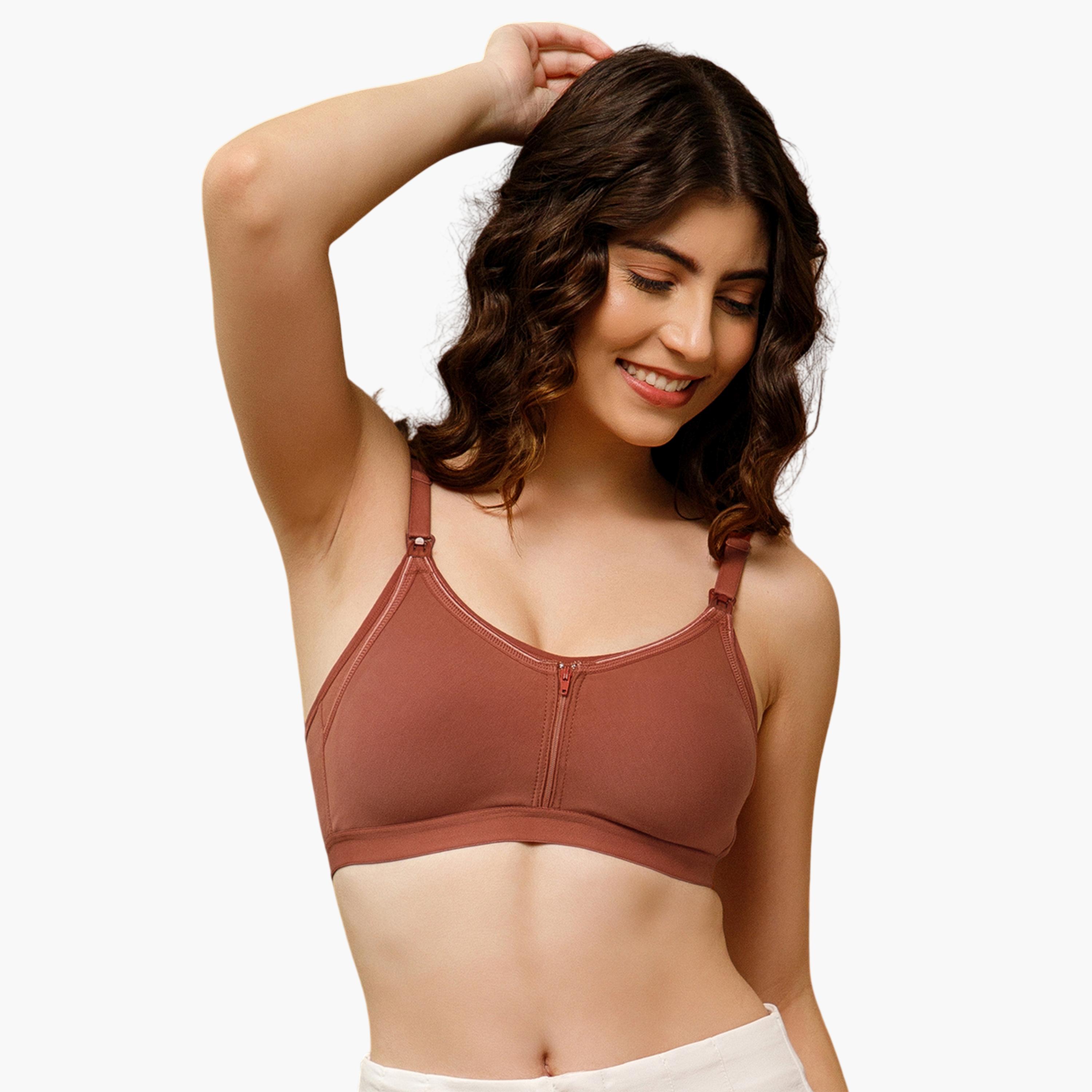 Clovia X Styli Brown Feeding Non-Padded Non-Wired Full Coverage Bra-women-clothing-maternity-lingerie-image-1